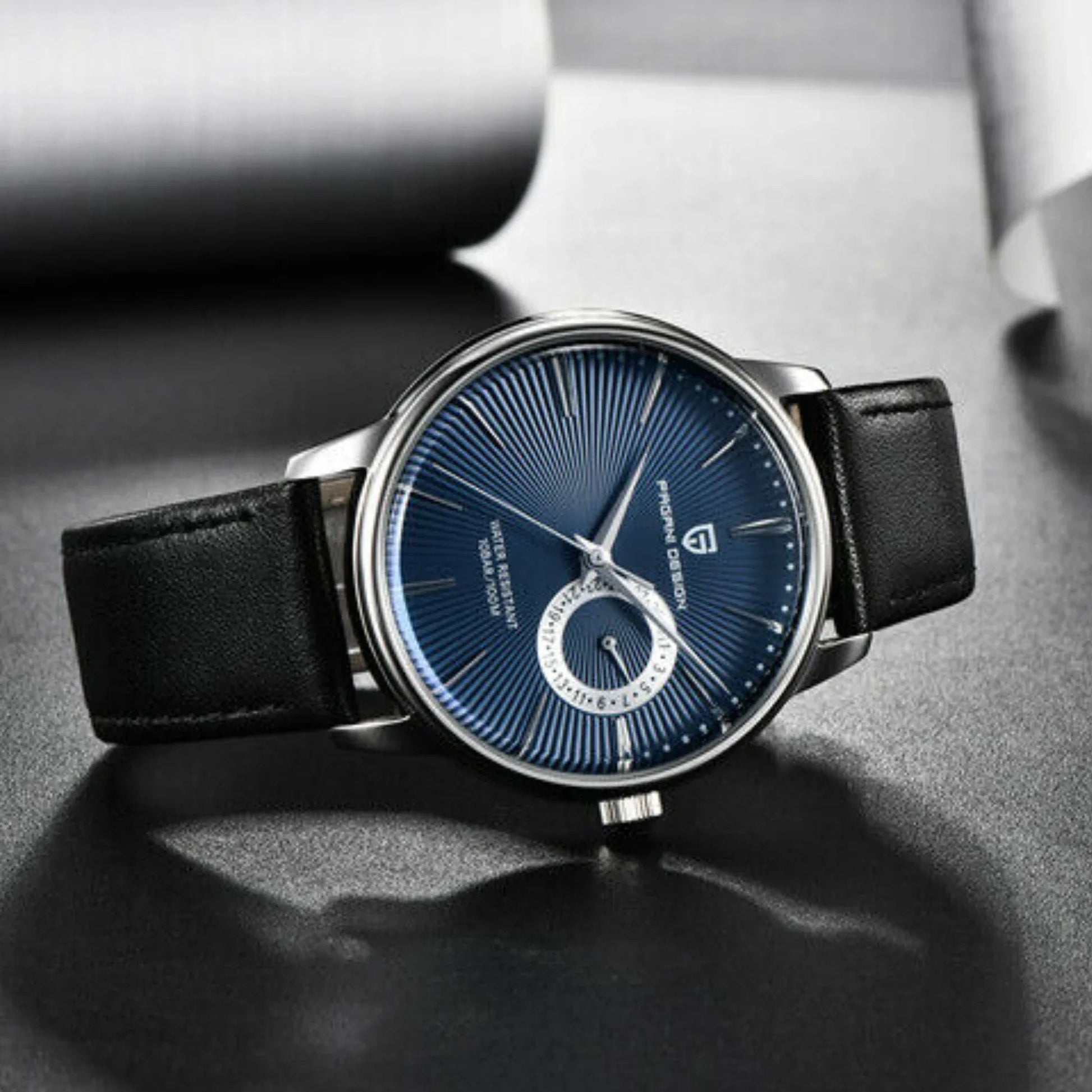 PAGANI DESIGN PD-1654 Japan Quartz Men Business Pilot Watch Leather Band - Blue - DREAM WATCHES