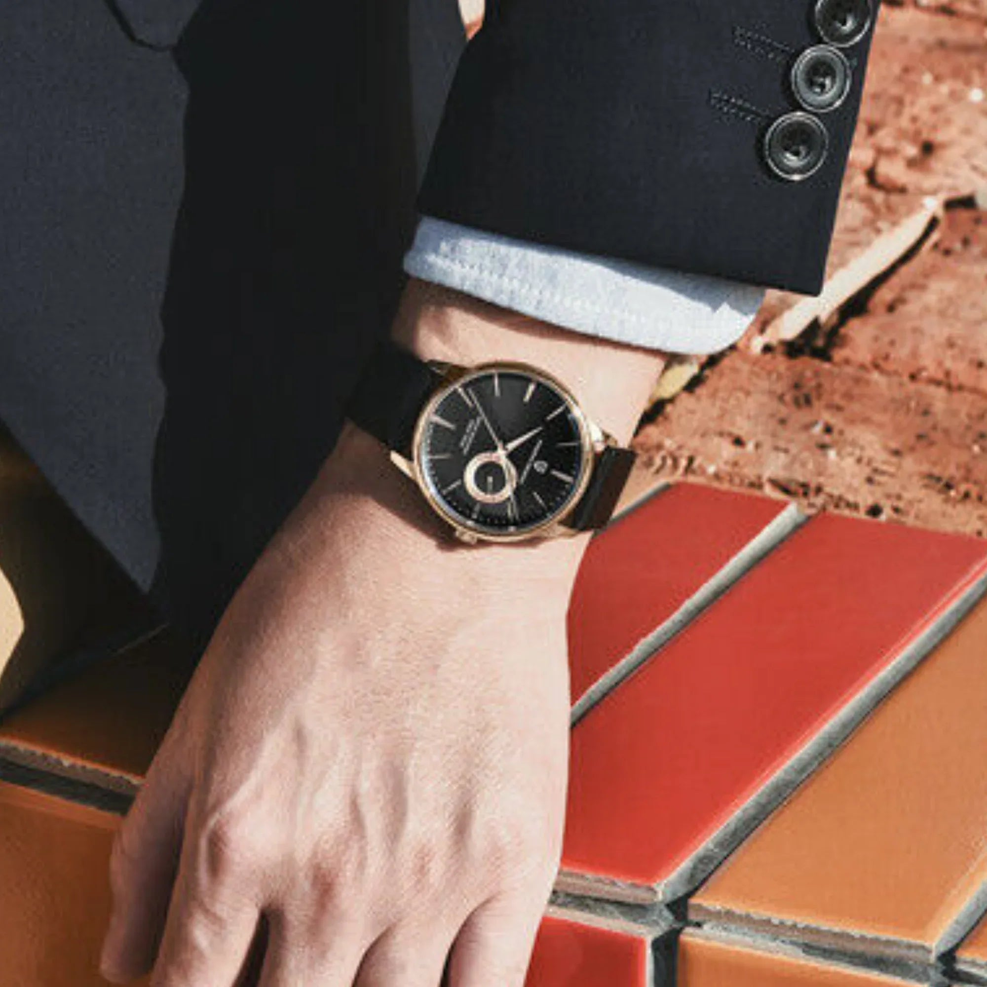 PAGANI DESIGN PD-1654 Japan Quartz Men Business Pilot Watch Leather Band - Rose Gold - DREAM WATCHES