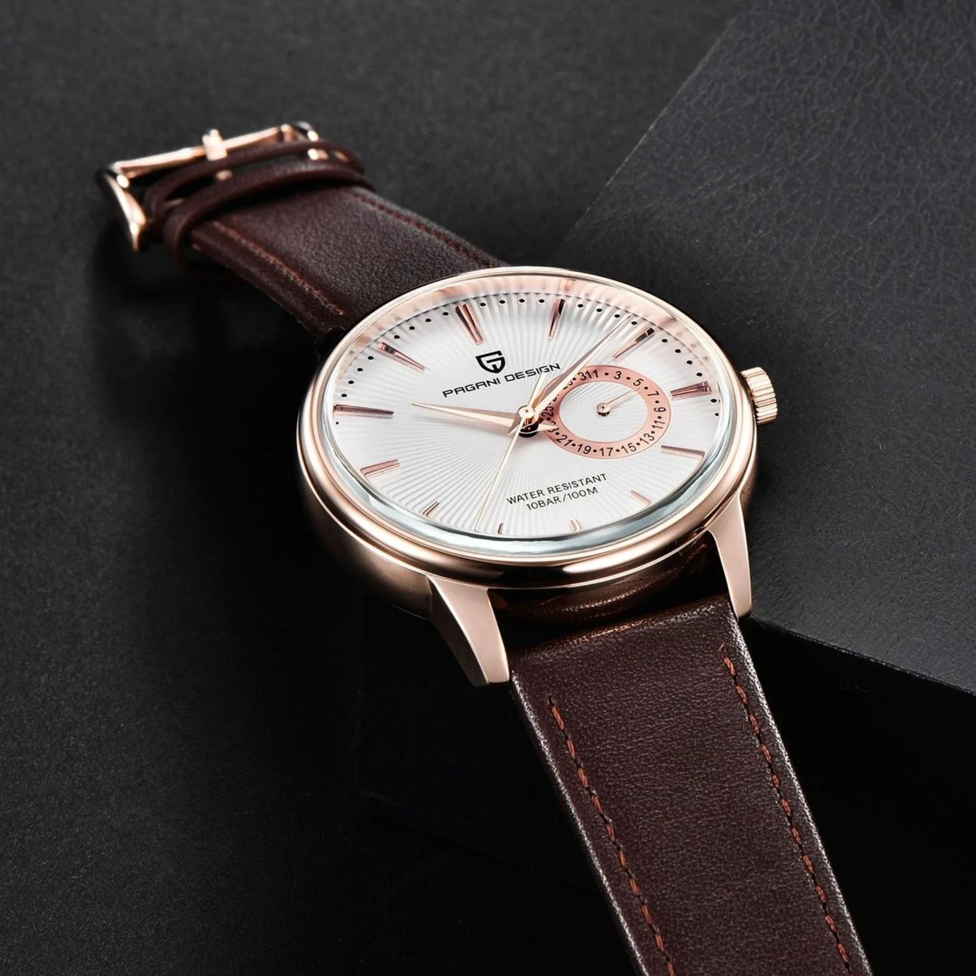 PAGANI DESIGN PD-1654 Japan Quartz Men Business Pilot Watch Leather Band - White - DREAM WATCHES