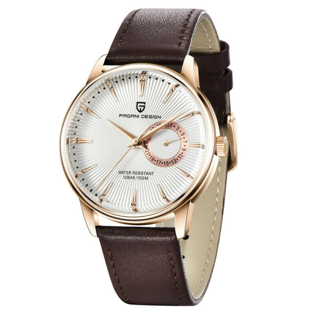 PAGANI DESIGN PD-1654 Japan Quartz Men Business Pilot Watch Leather Band - White - DREAM WATCHES