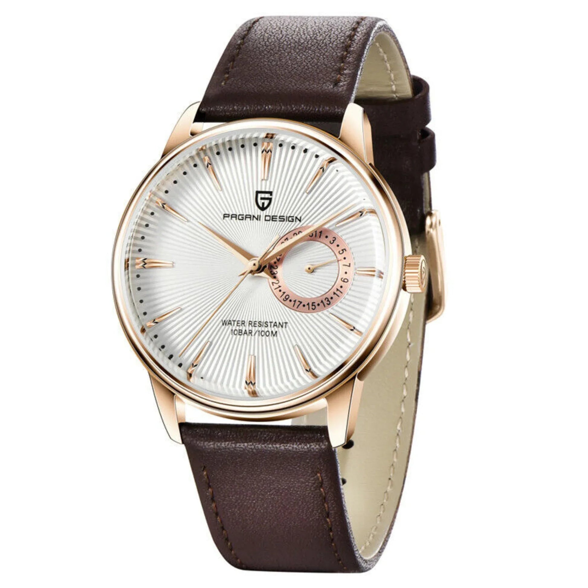 PAGANI DESIGN PD-1654 Japan Quartz Men Business Pilot Watch Leather Band - White - DREAM WATCHES