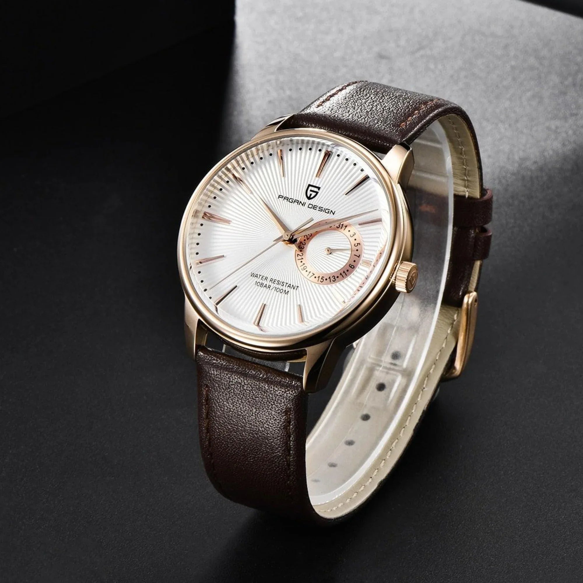 PAGANI DESIGN PD-1654 Japan Quartz Men Business Pilot Watch Leather Band - White - DREAM WATCHES