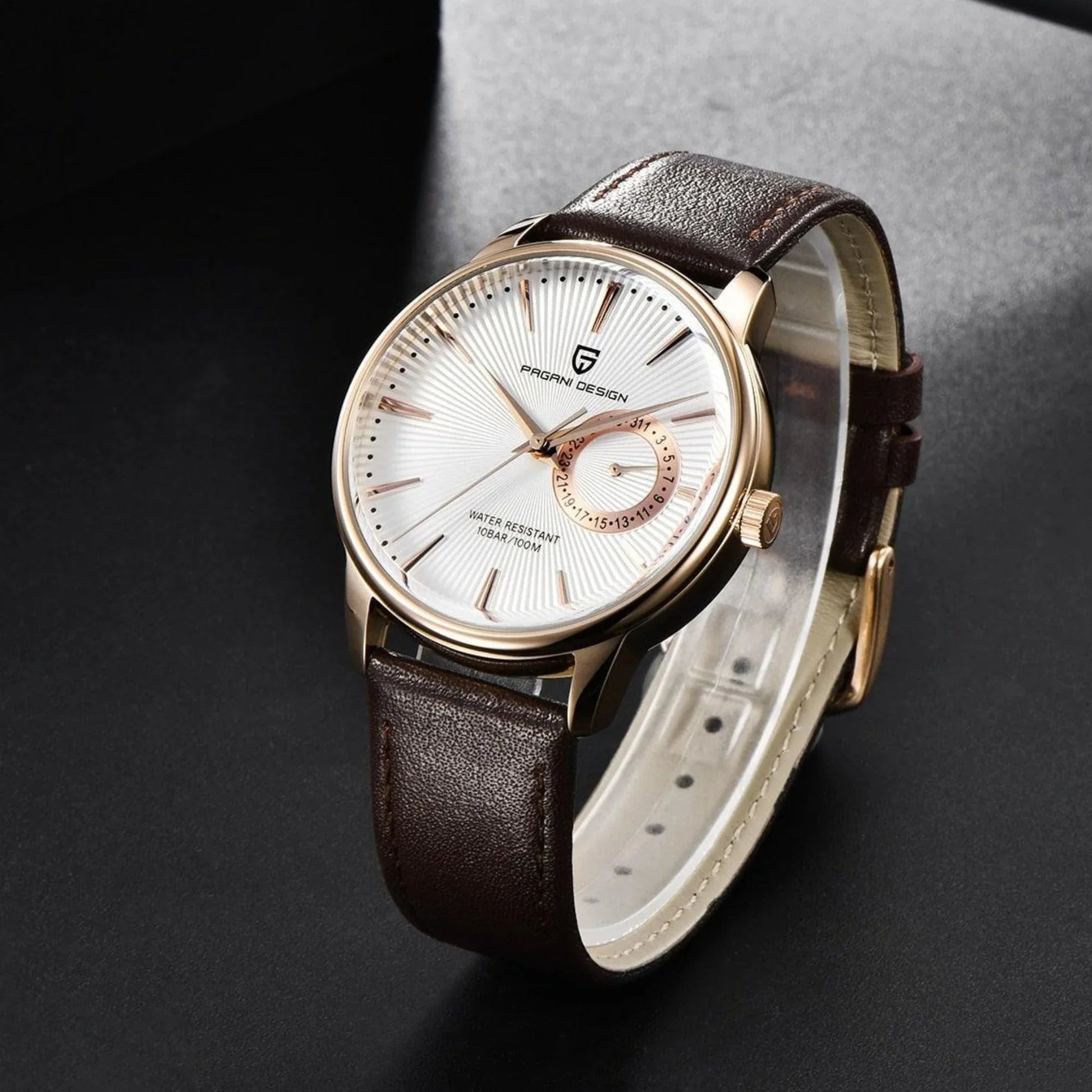 PAGANI DESIGN PD-1654 Japan Quartz Men Business Pilot Watch Leather Band - White - DREAM WATCHES
