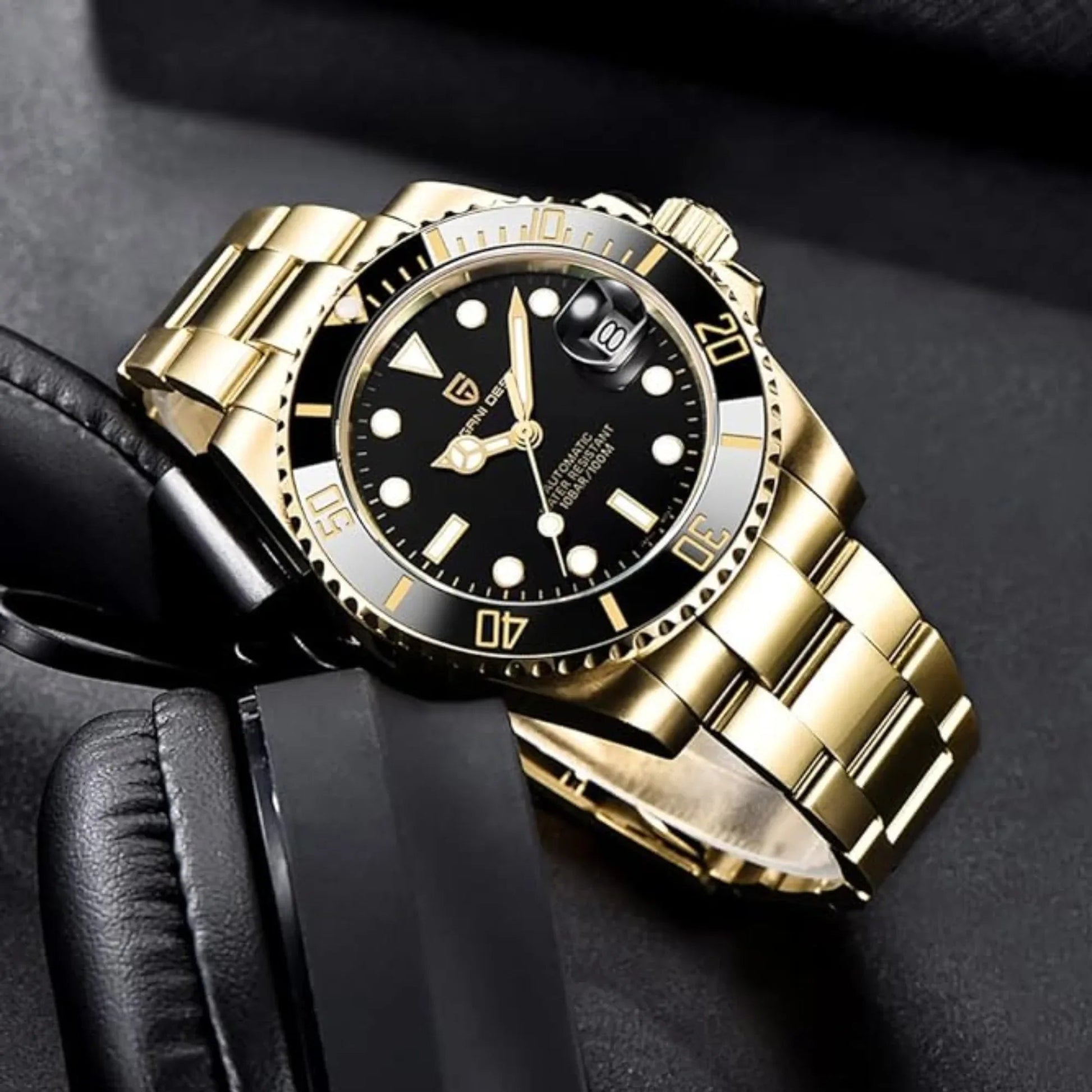 Pagani Design PD-1661 Waterproof Mechanical Automatic Watch Stainless Steel Men's 40MM Watch "Black - Golden Bracelet" - DREAM WATCHES