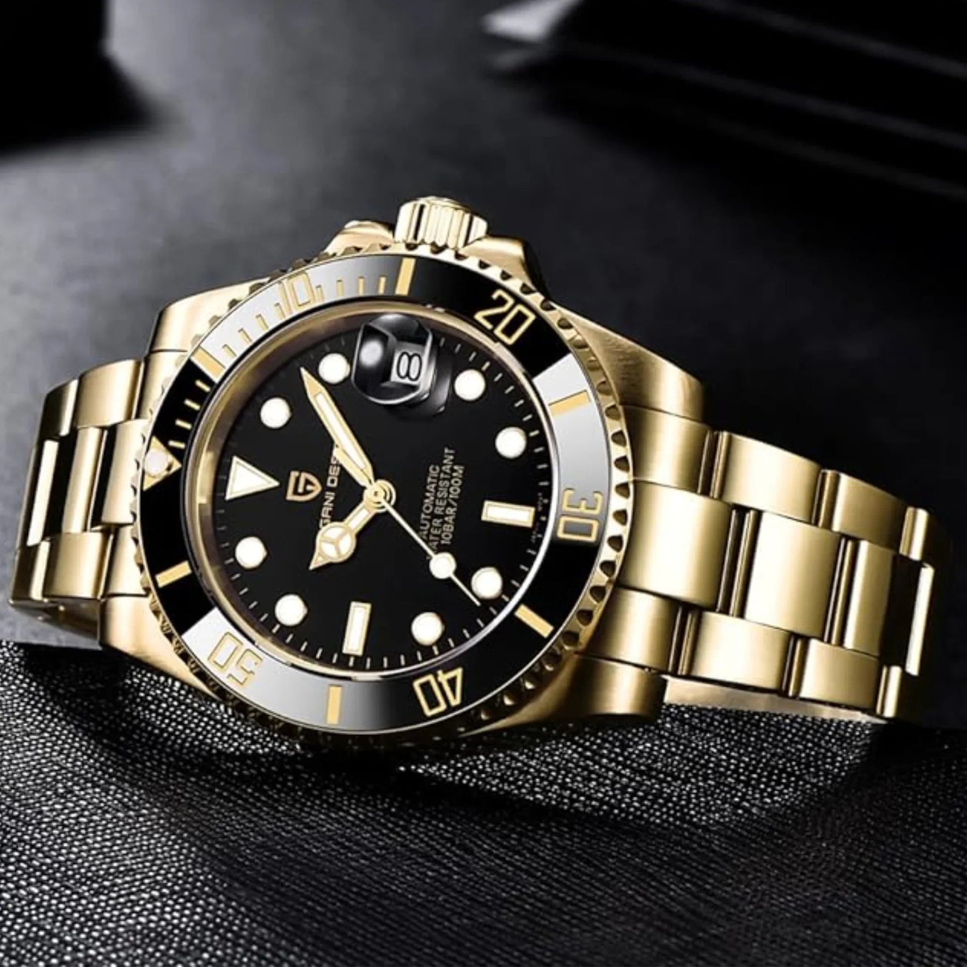 Pagani Design PD-1661 Waterproof Mechanical Automatic Watch Stainless Steel Men's 40MM Watch "Black - Golden Bracelet" - DREAM WATCHES