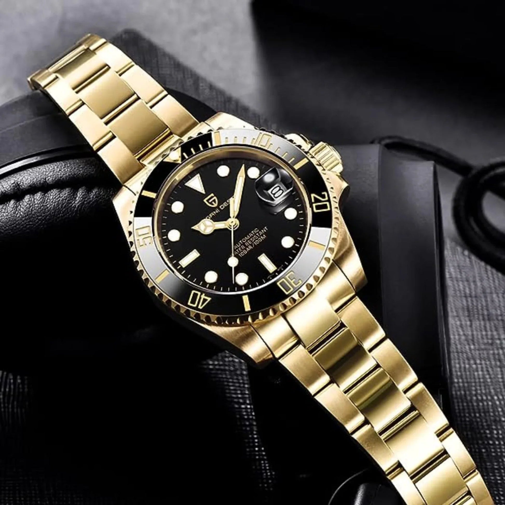 Pagani Design PD-1661 Waterproof Mechanical Automatic Watch Stainless Steel Men's 40MM Watch "Black - Golden Bracelet" - DREAM WATCHES