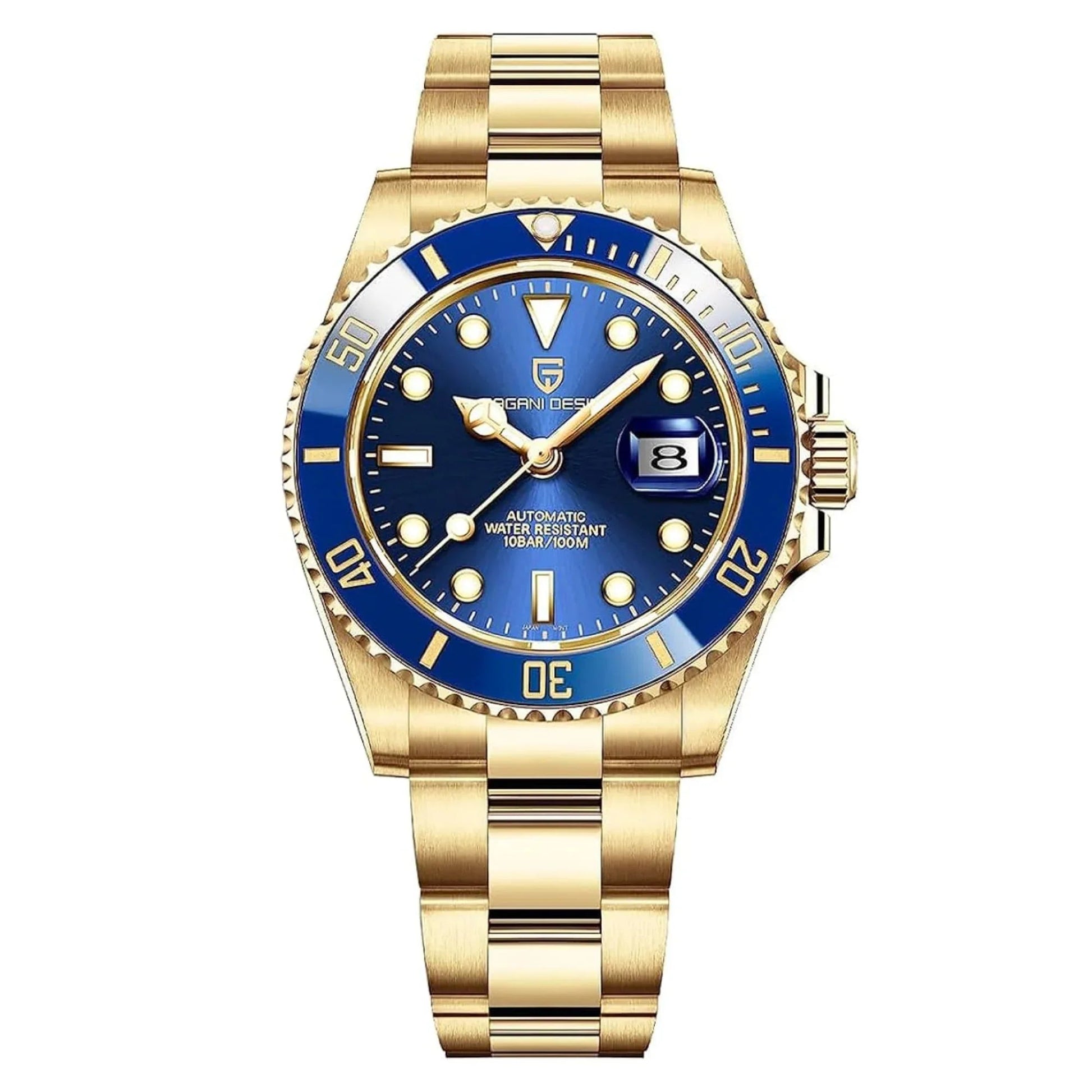Pagani Design PD-1661 Waterproof Mechanical Automatic Watch Stainless Steel Men's 40MM Watch "Blue - Golden Bracelet" - DREAM WATCHES