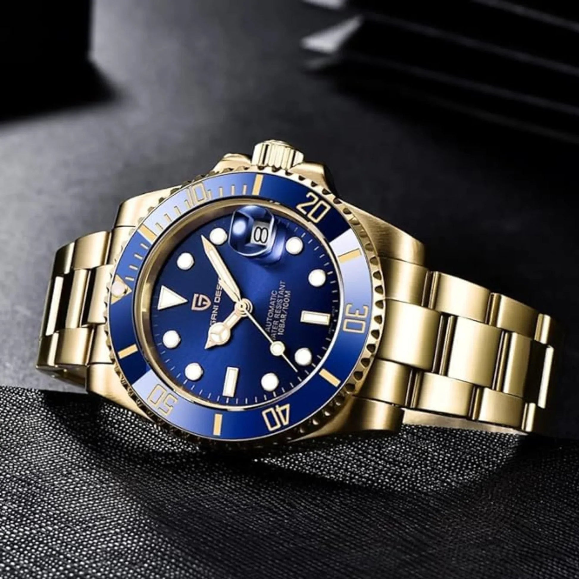 Pagani Design PD-1661 Waterproof Mechanical Automatic Watch Stainless Steel Men's 40MM Watch "Blue - Golden Bracelet" - DREAM WATCHES