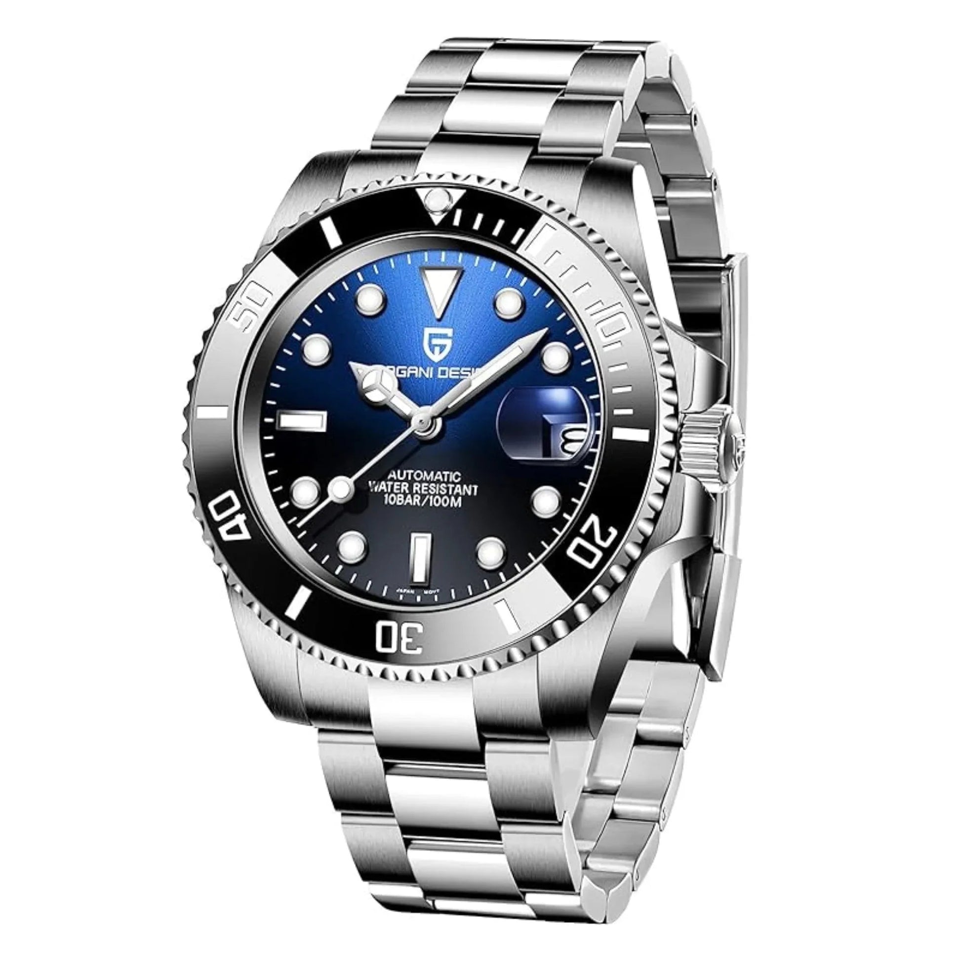 Pagani Design PD-1661 Waterproof Mechanical Automatic Watch Stainless Steel Men's 40MM Watch - Blue/Black - DREAM WATCHES