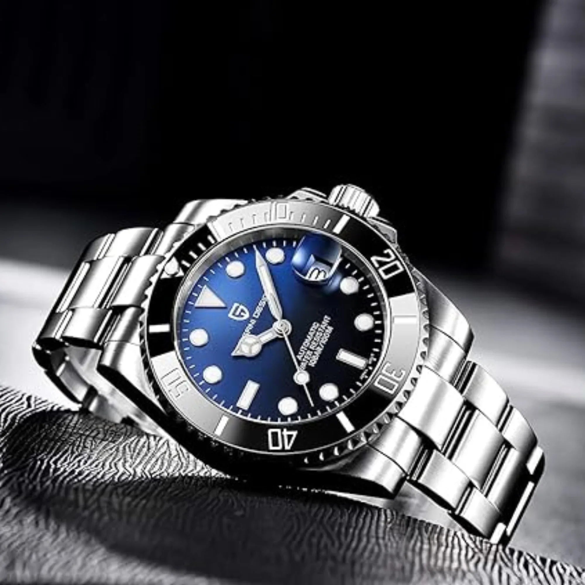 Pagani Design PD-1661 Waterproof Mechanical Automatic Watch Stainless Steel Men's 40MM Watch - Blue/Black - DREAM WATCHES