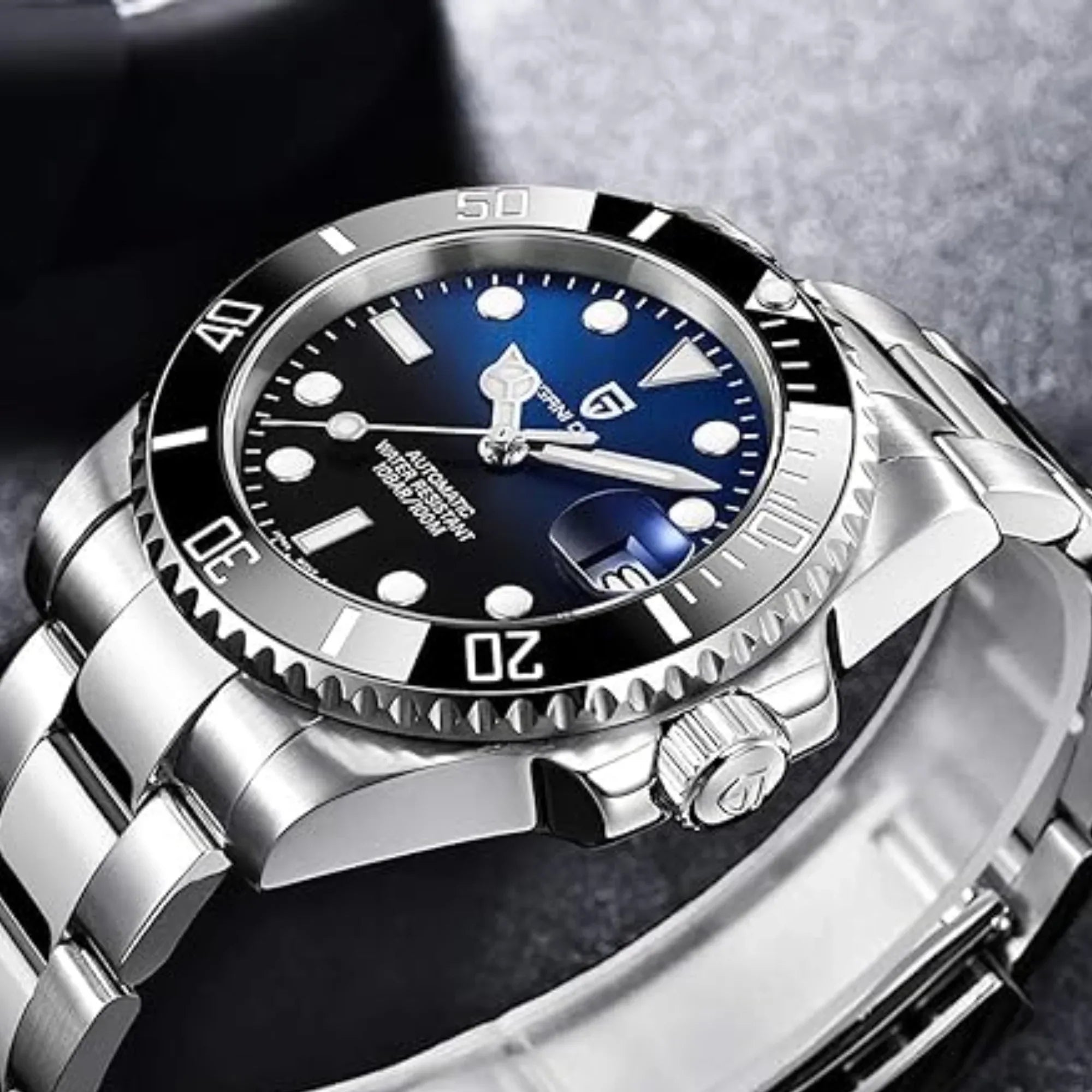 Pagani Design PD-1661 Waterproof Mechanical Automatic Watch Stainless Steel Men's 40MM Watch - Blue/Black - DREAM WATCHES