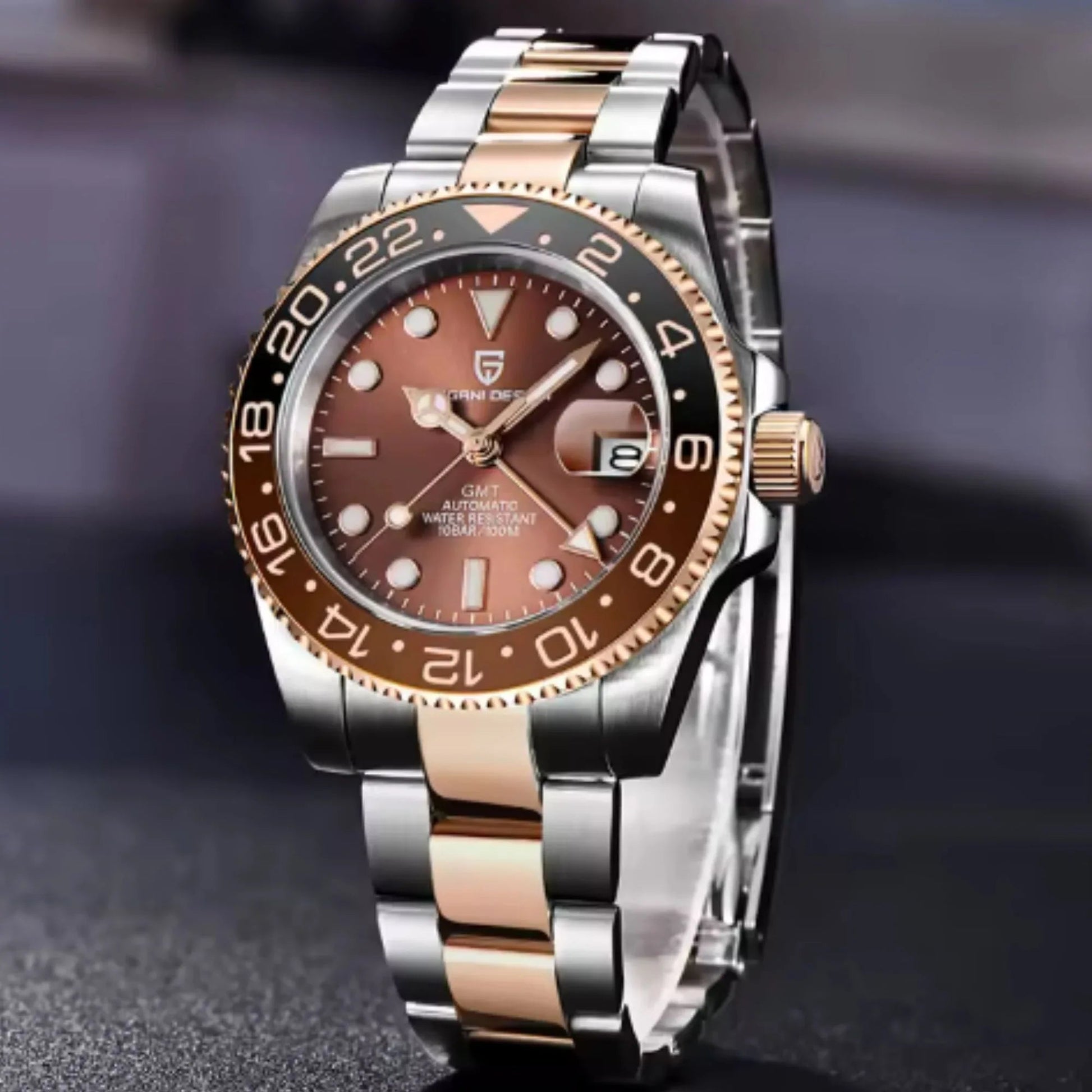 Pagani Design PD-1662 Waterproof Mechanical Automatic Watch Stainless Steel Men's 40MM Watch (Rootbeer) - Brown Dial - DREAM WATCHES