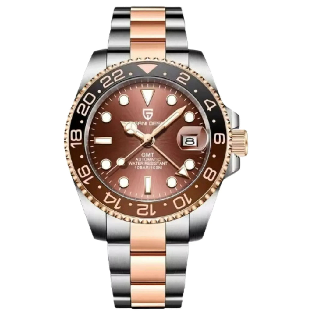 Pagani Design PD-1662 Waterproof Mechanical Automatic Watch Stainless Steel Men's 40MM Watch (Rootbeer) - Brown Dial - DREAM WATCHES