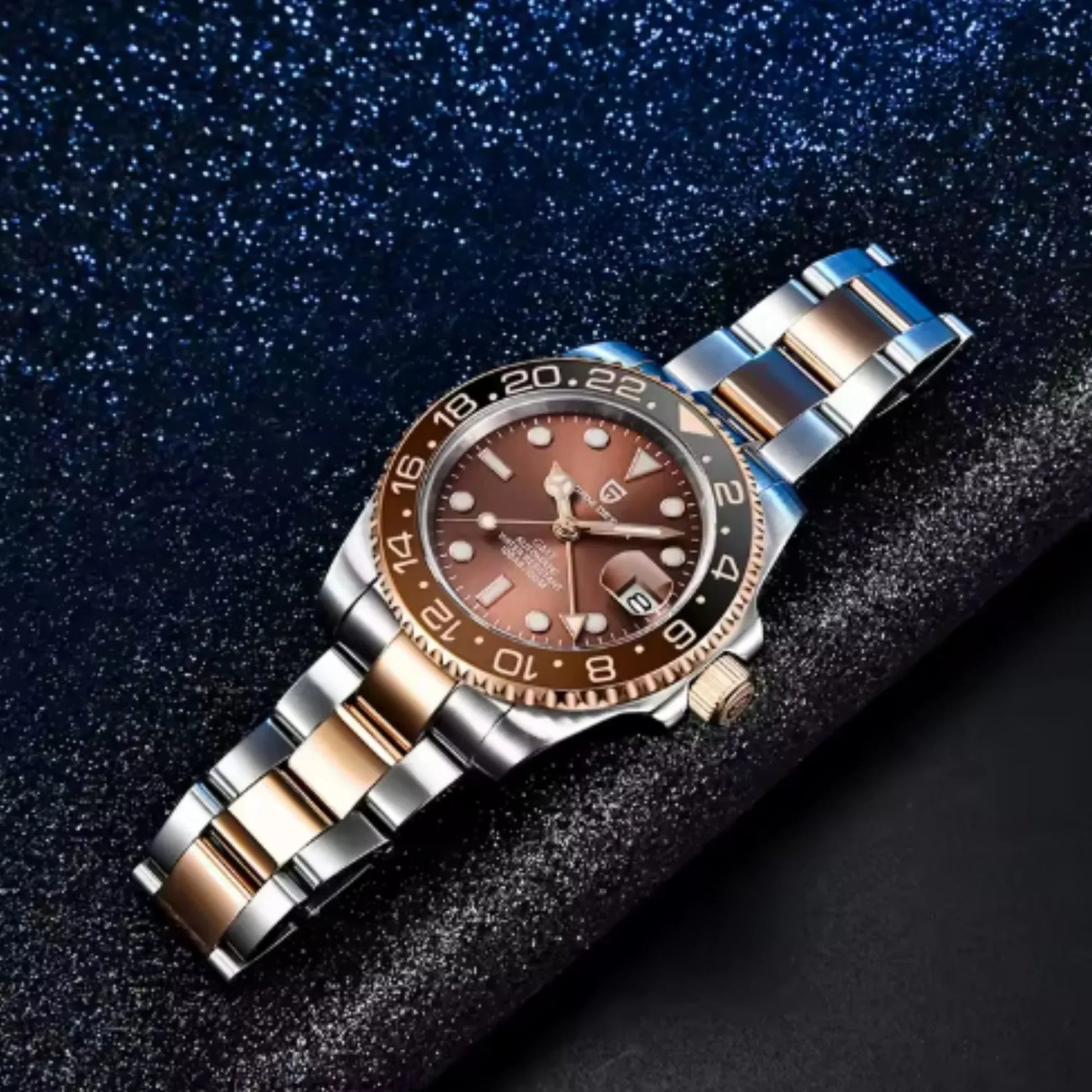 Pagani Design PD-1662 Waterproof Mechanical Automatic Watch Stainless Steel Men's 40MM Watch (Rootbeer) - Brown Dial - DREAM WATCHES