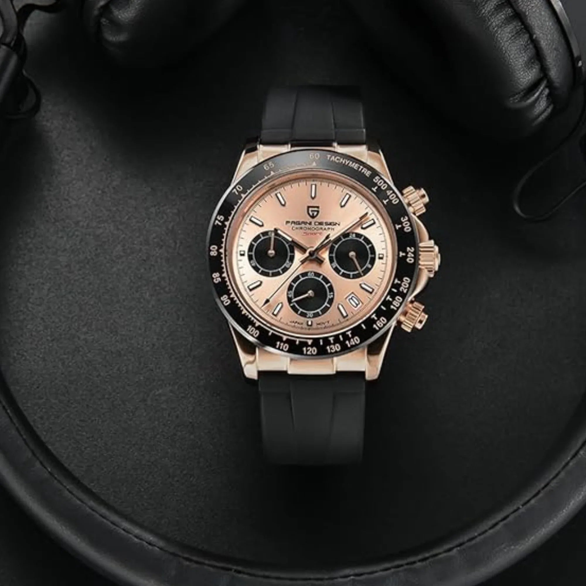 Pagani Design PD-1664 | Luxury | Meca-Quartz Movement (SeikoVK63) | Stainless Steel Men's 40MM Watch - Rose Gold Dial - DREAM WATCHES