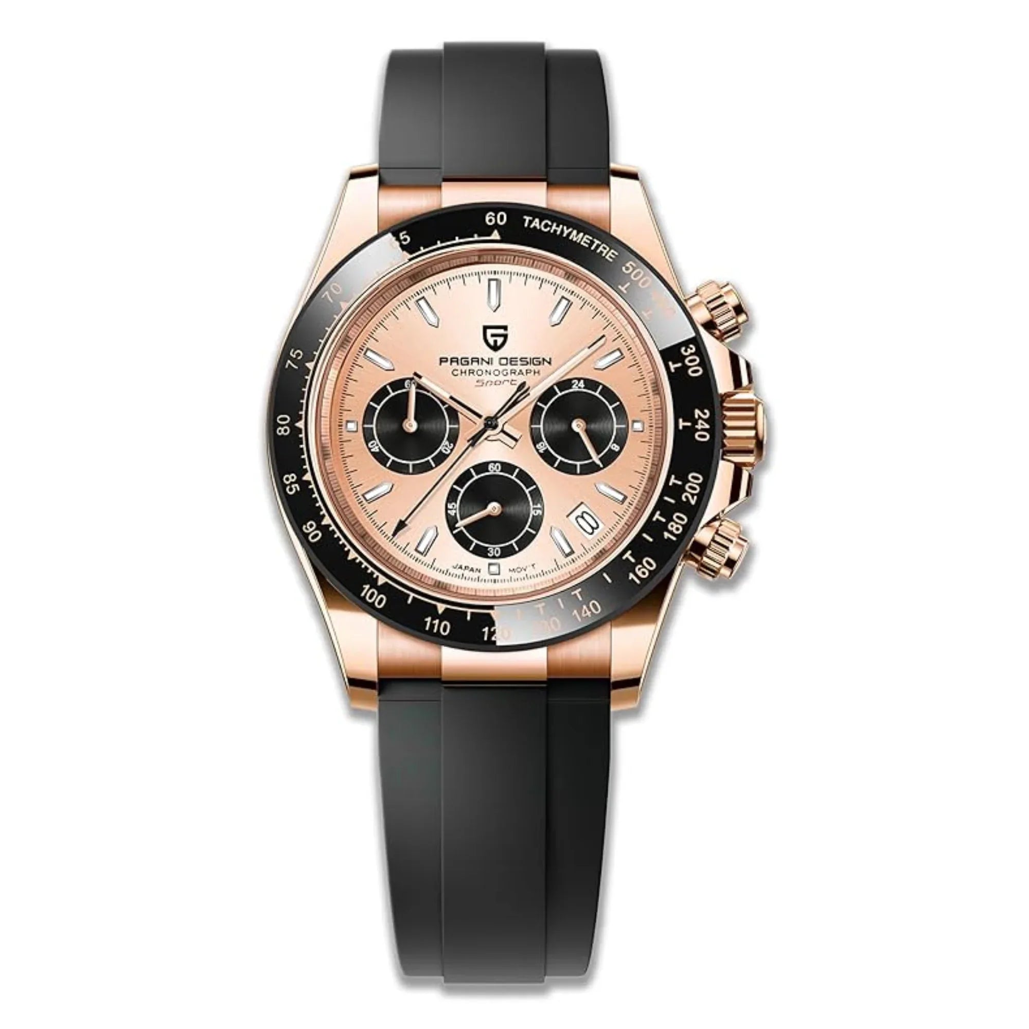 Pagani Design PD-1664 | Luxury | Meca-Quartz Movement (SeikoVK63) | Stainless Steel Men's 40MM Watch - Rose Gold Dial - DREAM WATCHES