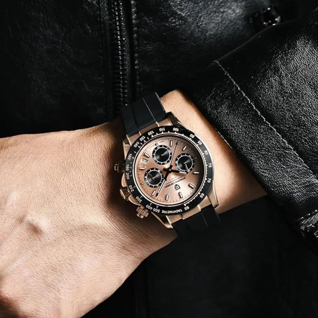 Pagani Design PD-1664 | Luxury | Meca-Quartz Movement (SeikoVK63) | Stainless Steel Men's 40MM Watch - Rose Gold Dial - DREAM WATCHES