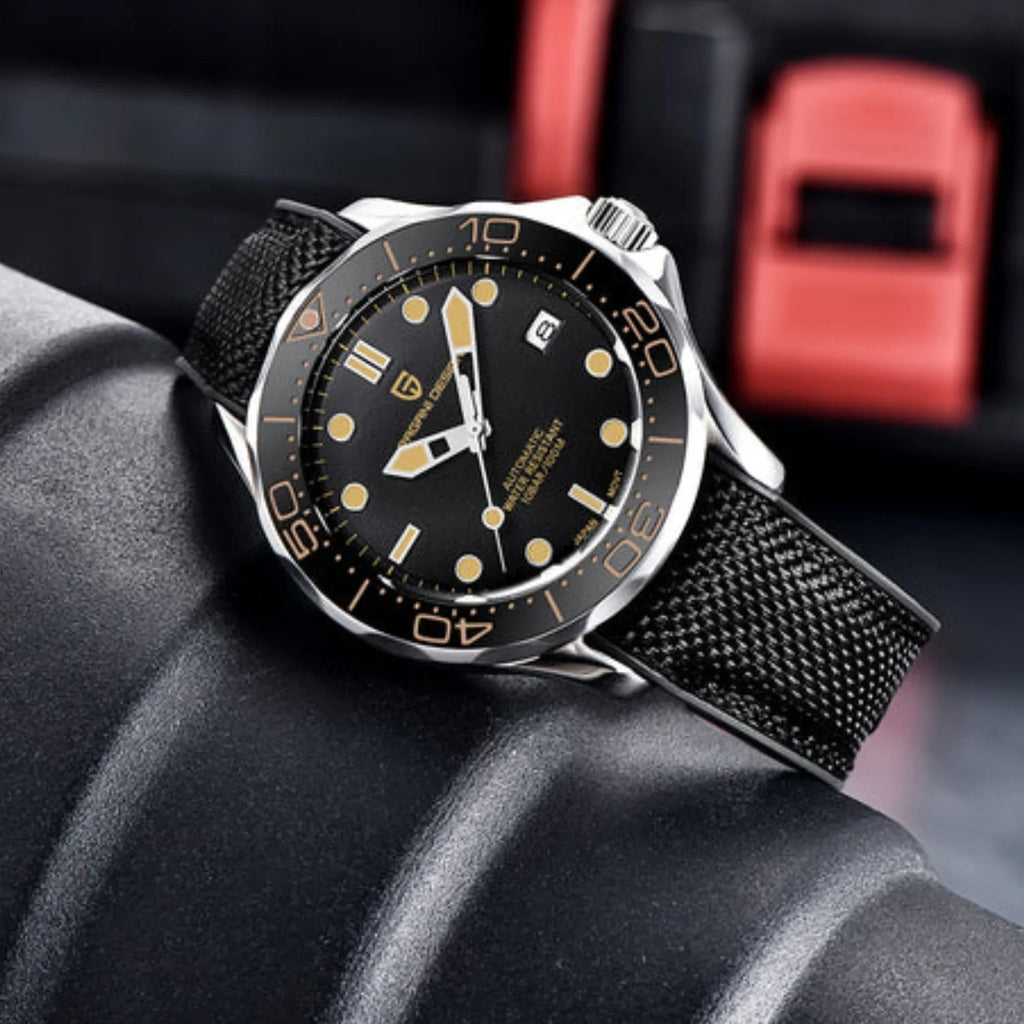 Pagani Design PD-1667 42mm Mens Automatic Waterproof Mechanical Watch with (Japanese NH-35 Movement) 007 Seamaster - Mesh Strap - DREAM WATCHES