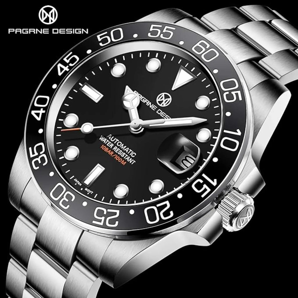 Pagani Design PD-1670 Men's Wrist Watches, Automatic Mechanical NH35A Movement Waterproof Watches for Men, 40mm Stainless Steel Sapphire Glass Silver Watch - DREAM WATCHES