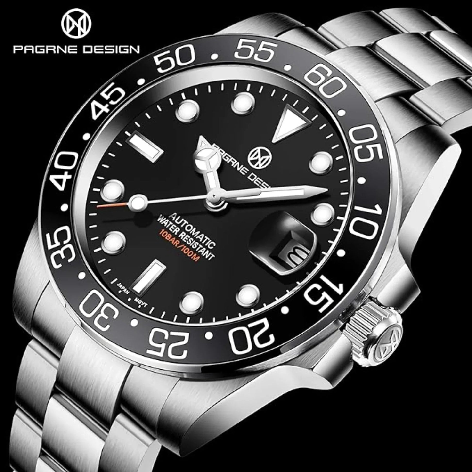 Pagani Design PD-1670 Men's Wrist Watches, Automatic Mechanical NH35A Movement Waterproof Watches for Men, 40mm Stainless Steel Sapphire Glass Silver Watch - DREAM WATCHES