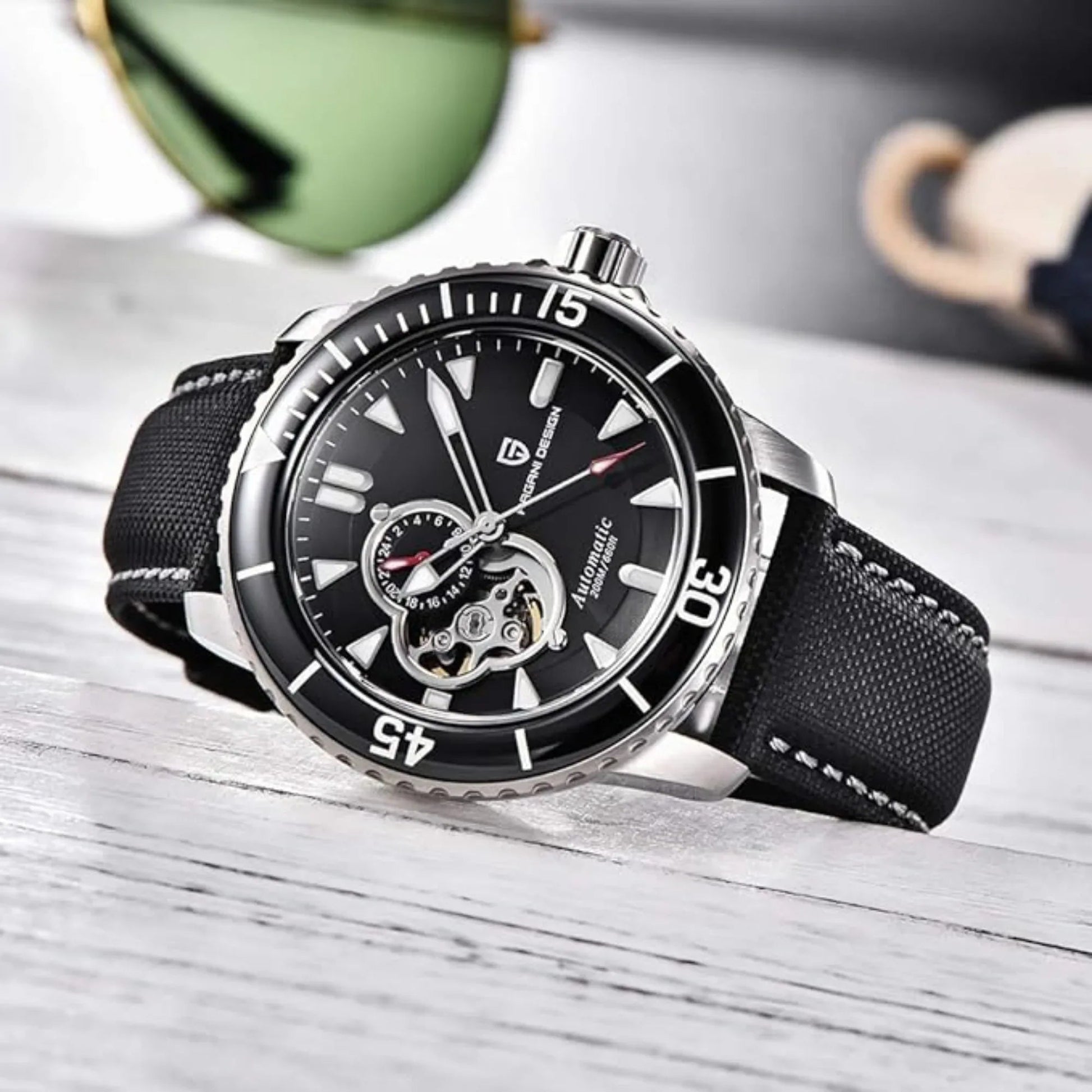 Pagani Design PD-1674 Men's Watches NH39A Automatic Mechanical Wrist Watch for Men C3/BGW9 Luxury Waterproof Stainless Steel Nylon Leather Watchband - Black Dial - DREAM WATCHES