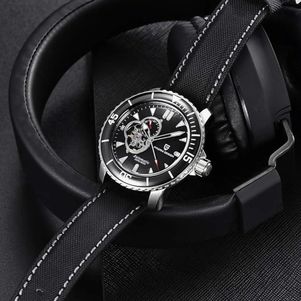 Pagani Design PD-1674 Men's Watches NH39A Automatic Mechanical Wrist Watch for Men C3/BGW9 Luxury Waterproof Stainless Steel Nylon Leather Watchband - Black Dial - DREAM WATCHES