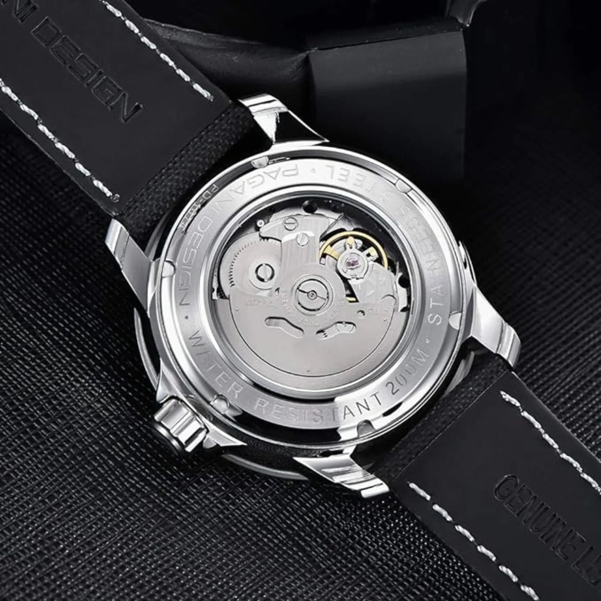 Pagani Design PD-1674 Men's Watches NH39A Automatic Mechanical Wrist Watch for Men C3/BGW9 Luxury Waterproof Stainless Steel Nylon Leather Watchband - Black Golden Dial - DREAM WATCHES