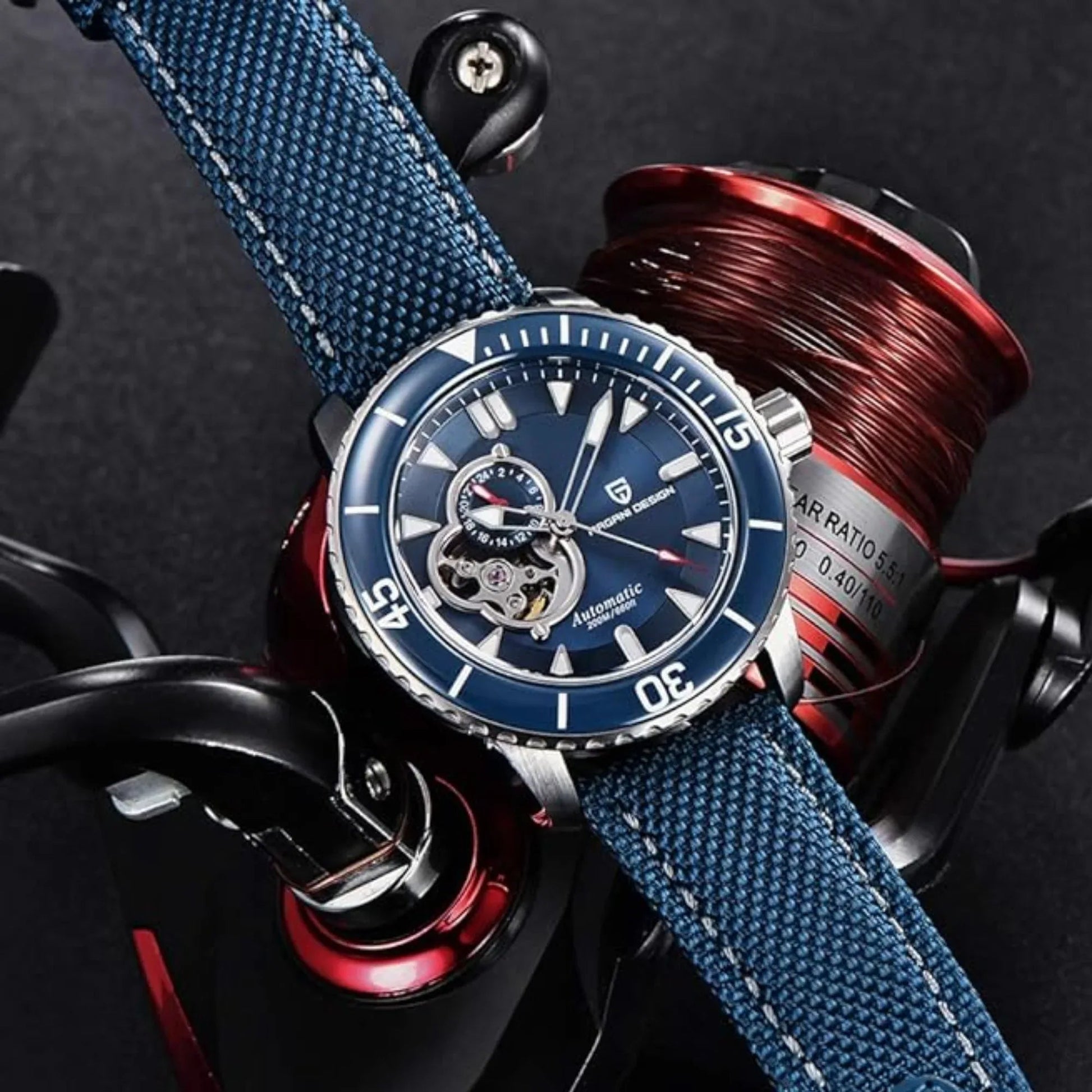 Pagani Design PD-1674 Men's Watches NH39A Automatic Mechanical Wrist Watch for Men C3/BGW9 Luxury Waterproof Stainless Steel Nylon Leather Watchband - Blue Dial - DREAM WATCHES