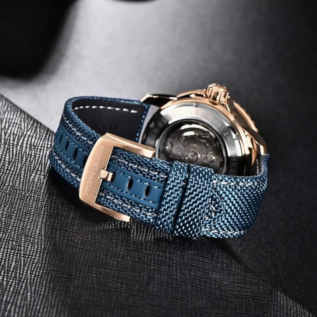 Pagani Design PD-1674 Men's Watches NH39A Automatic Mechanical Wrist Watch for Men C3/BGW9 Luxury Waterproof Stainless Steel Nylon Leather Watchband - Blue Golden Dial - DREAM WATCHES