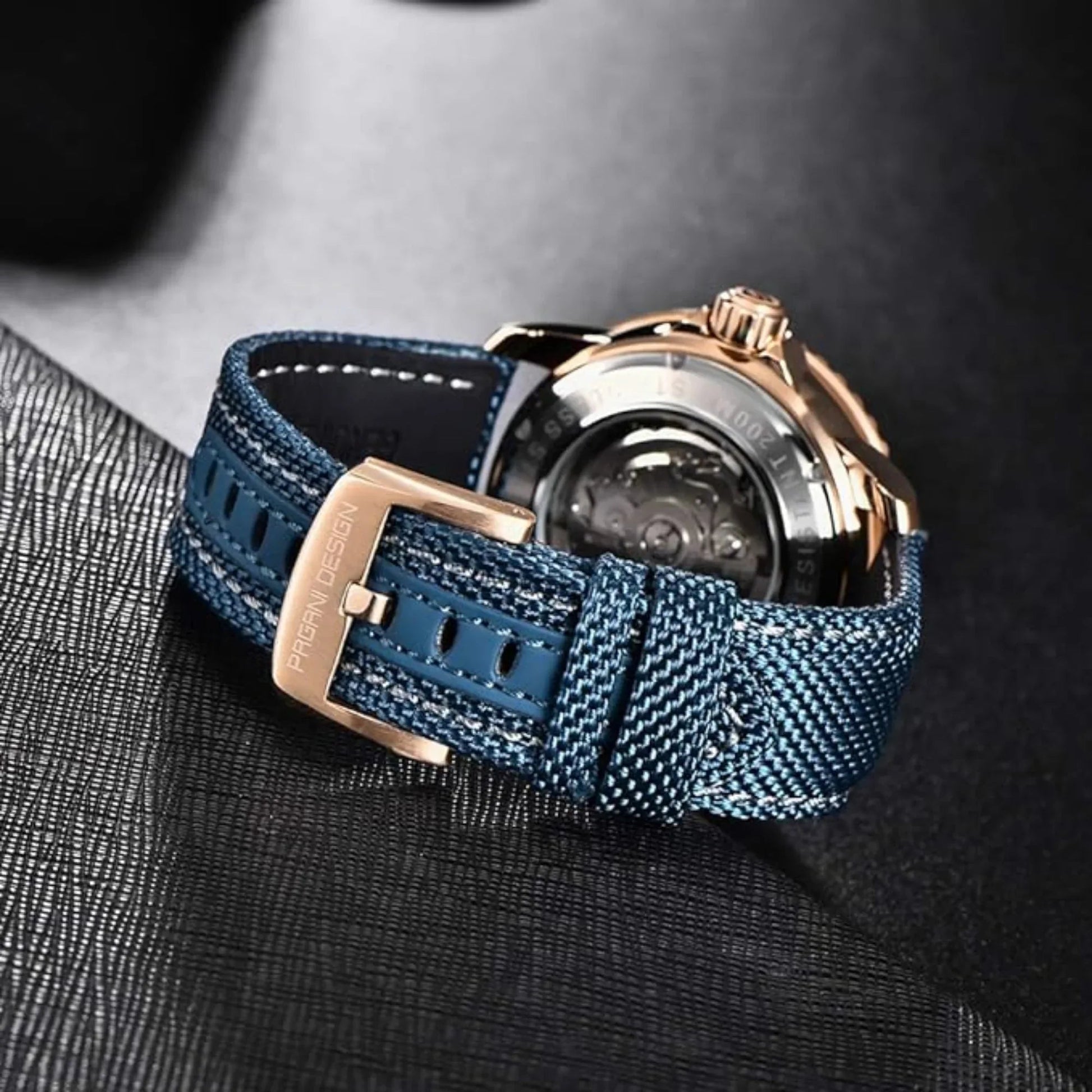 Pagani Design PD-1674 Men's Watches NH39A Automatic Mechanical Wrist Watch for Men C3/BGW9 Luxury Waterproof Stainless Steel Nylon Leather Watchband - Blue Golden Dial - DREAM WATCHES