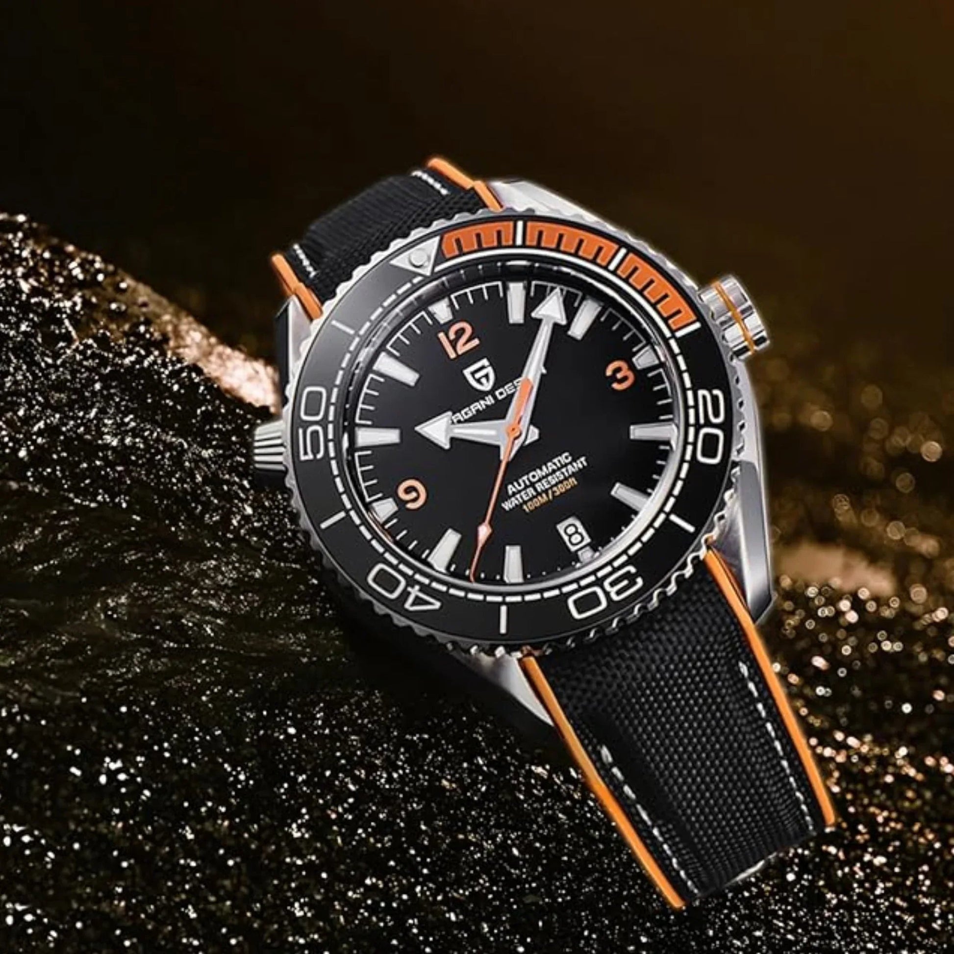 Pagani Design PD-1679M 42MM Mechanical Watch 100M Waterproof Dive Watch Sapphire Stainless Steel Bracelet Watch "Seamaster 300" - Black Dial - DREAM WATCHES
