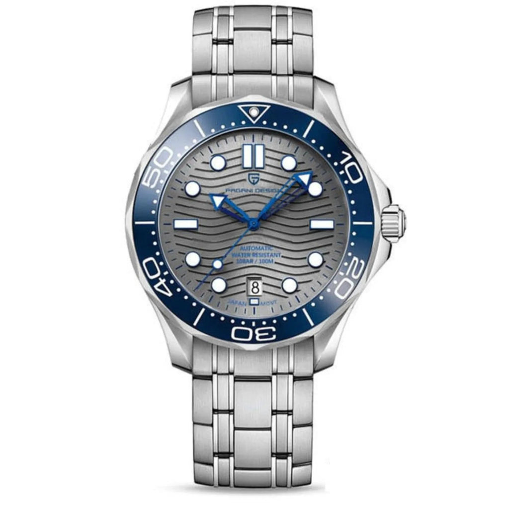 Pagani Design PD-1685 42MM (Japanese NH-35 Automatic Movement) Mechanical Watch 100M Waterproof Dive Watch Sapphire Stainless Steel Bracelet Watch "Seamaster" - DREAM WATCHES
