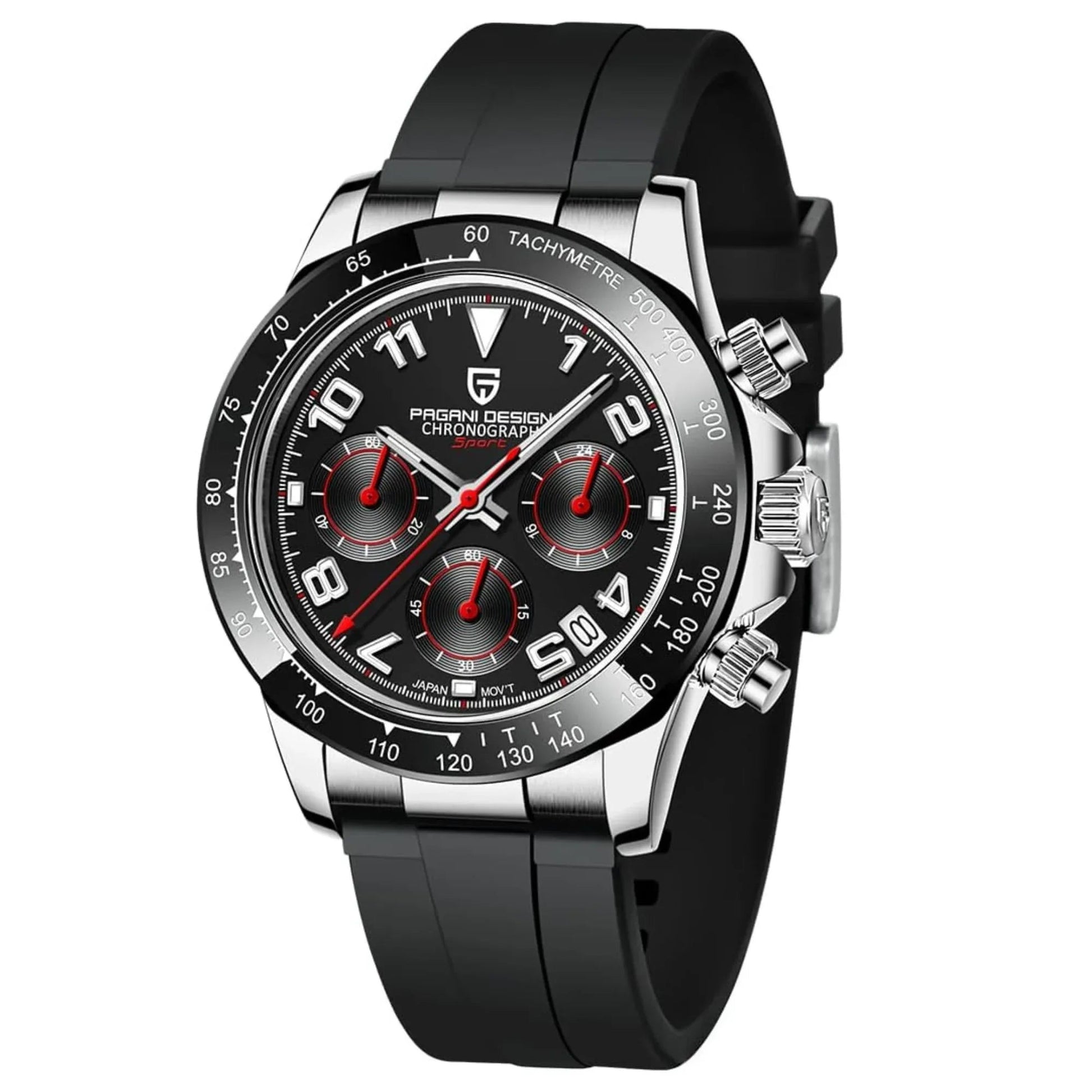 Pagani Design PD-1687 Daytona Chronograph Men's 100M Waterproof Quartz Watch 40MM Fashion Ceramic Bezel New Style Sapphire Crystal Stopwatch - Silver Black - DREAM WATCHES