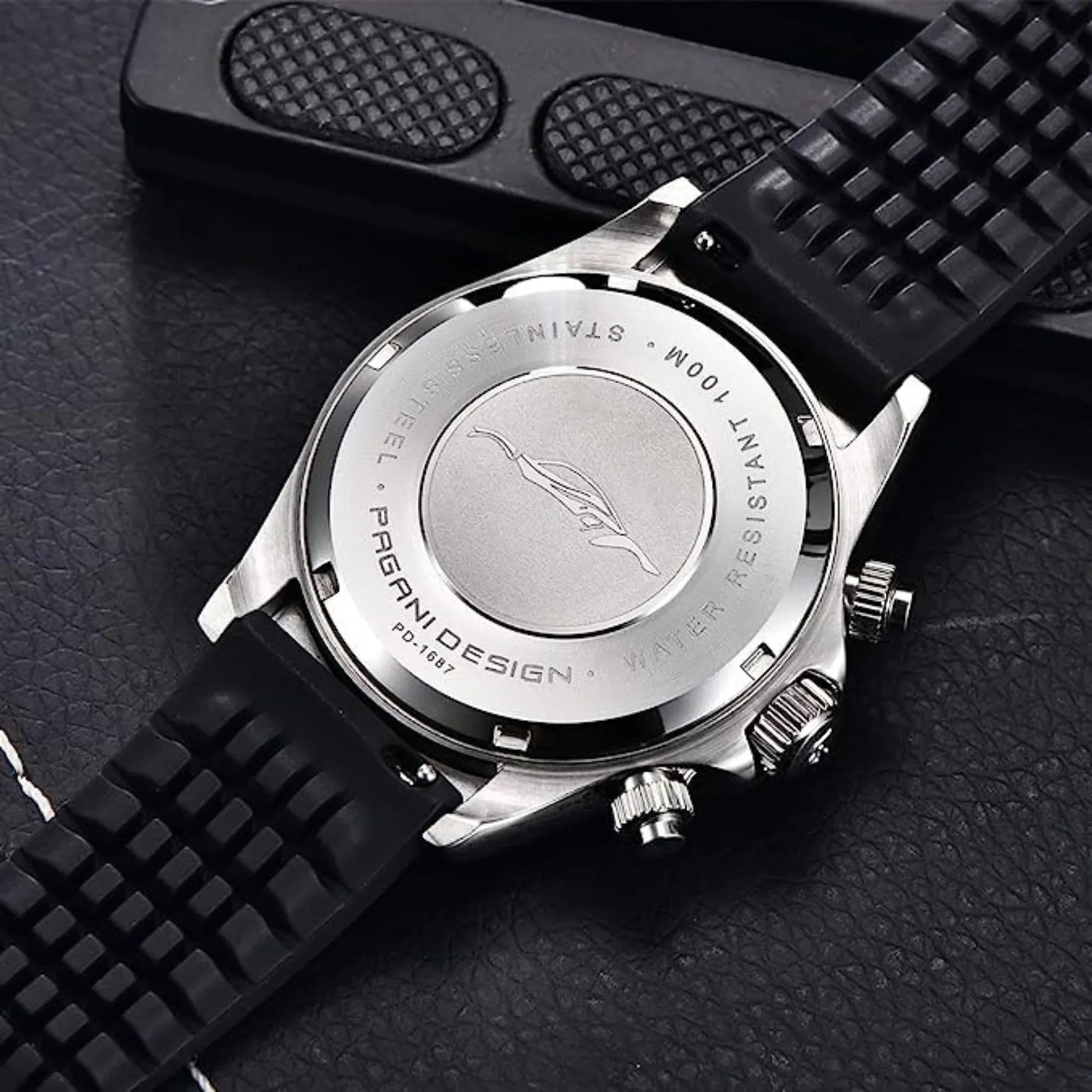 Pagani Design PD-1687 Daytona Chronograph Men's 100M Waterproof Quartz Watch 40MM Fashion Ceramic Bezel New Style Sapphire Crystal Stopwatch - Silver Black - DREAM WATCHES