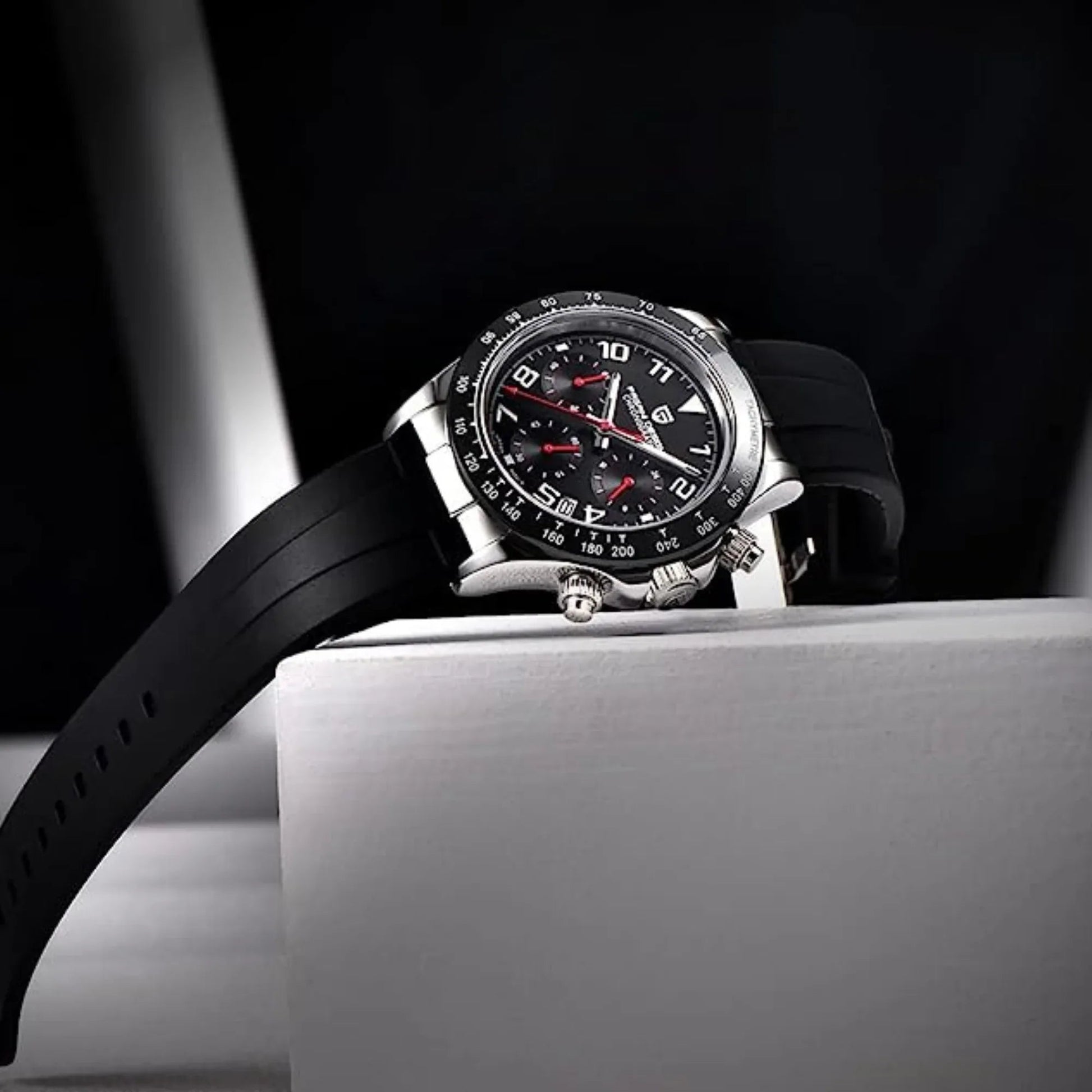 Pagani Design PD-1687 Daytona Chronograph Men's 100M Waterproof Quartz Watch 40MM Fashion Ceramic Bezel New Style Sapphire Crystal Stopwatch - Silver Black - DREAM WATCHES