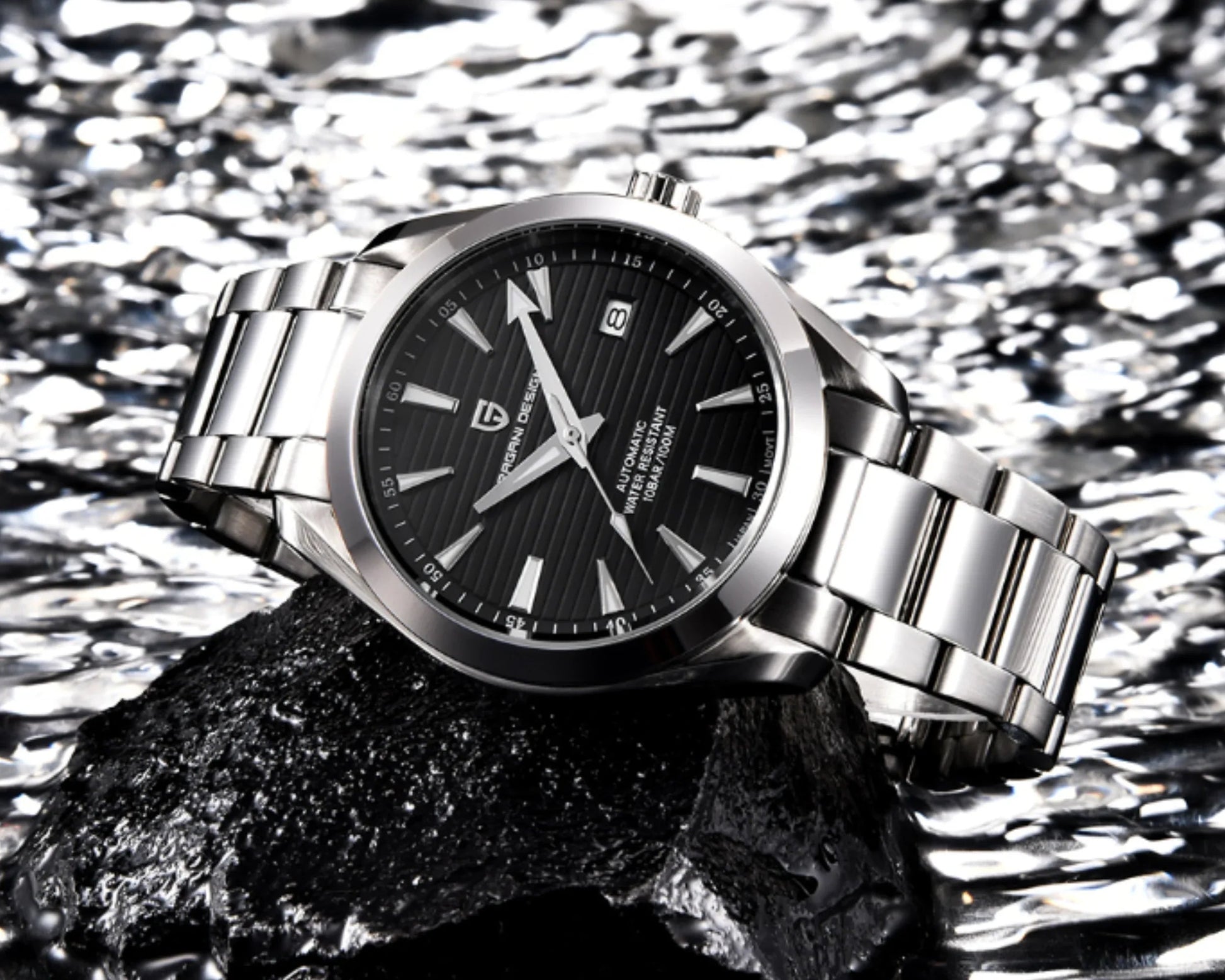 Pagani Design PD-1688 40MM (Seiko NH35A Automatic Movement) Mechanical Watch 100M Waterproof Dive Watch Sapphire Stainless Steel Watch Aqua Terra - Black - DREAM WATCHES