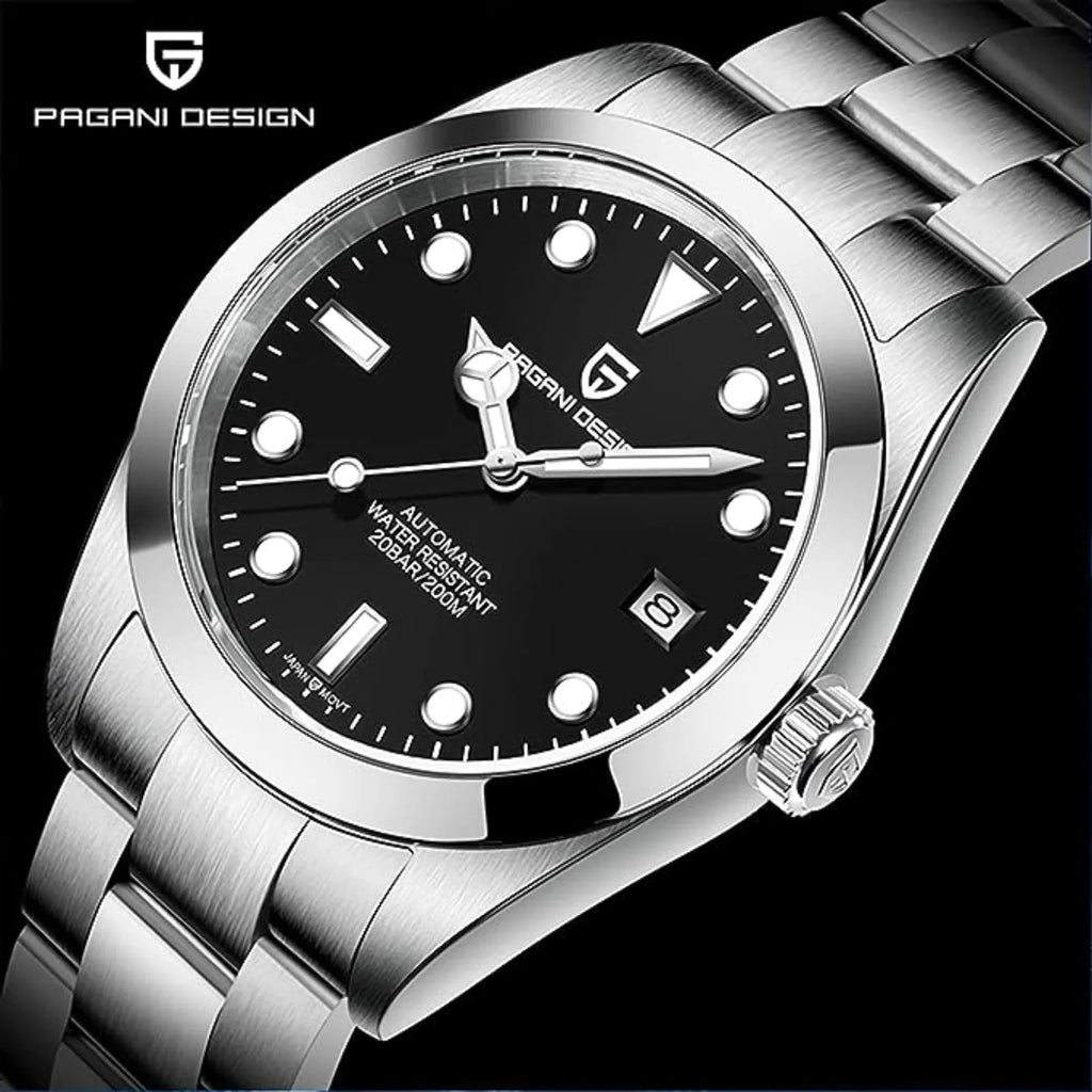 Pagani Design PD-1692 39.7 MM (Automatic Movement) Mechanical Watch Stainless Steel Watch - Black Dial - DREAM WATCHES