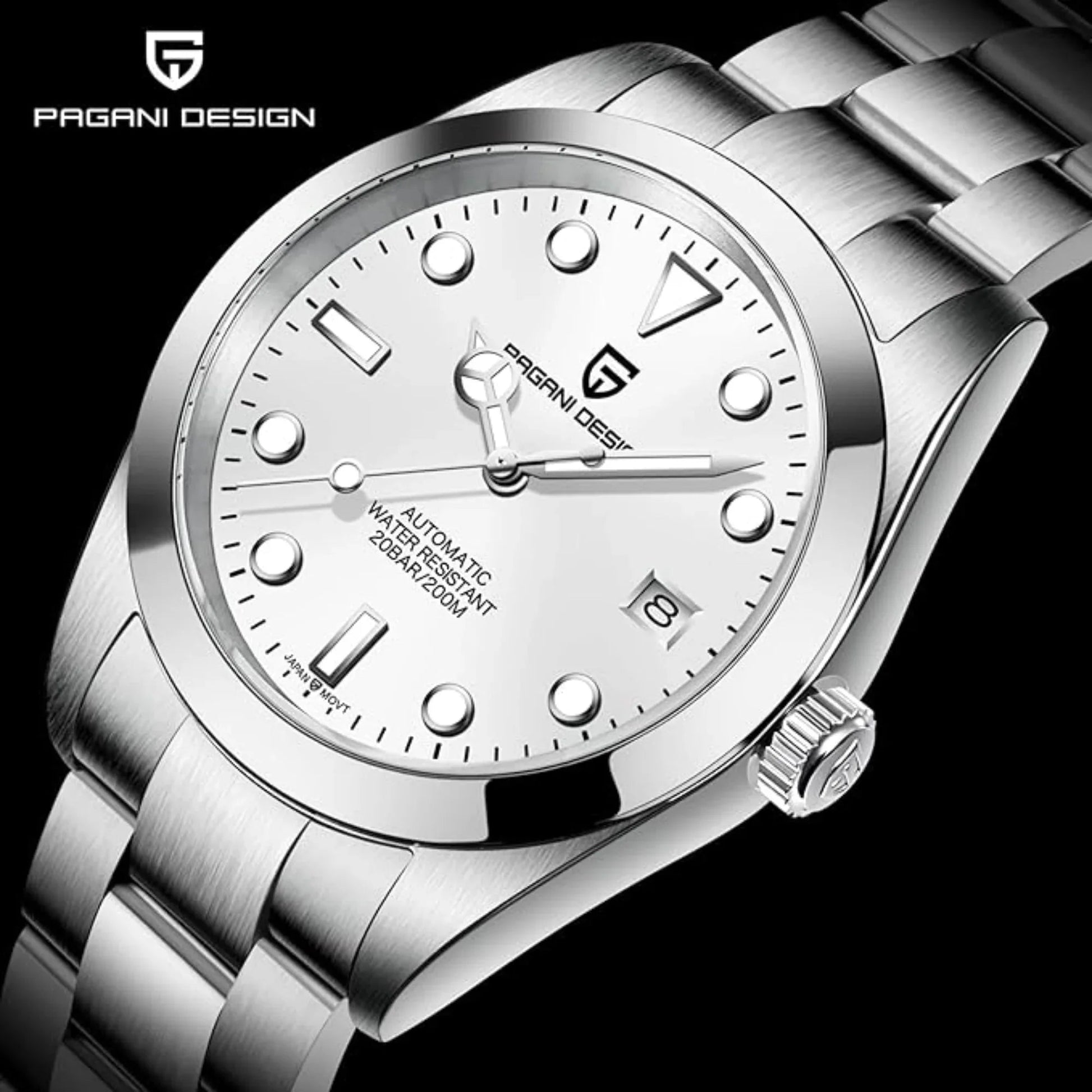 Pagani Design PD-1692 39.7 MM (Automatic Movement) Mechanical Watch Stainless Steel Watch - New Explorer - White Dial - DREAM WATCHES