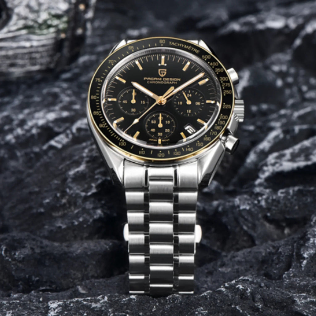 Pagani Design PD-1701 40mm Mens Waterproof Watch with Seiko VK-63 Movement - Golden hands - DREAM WATCHES