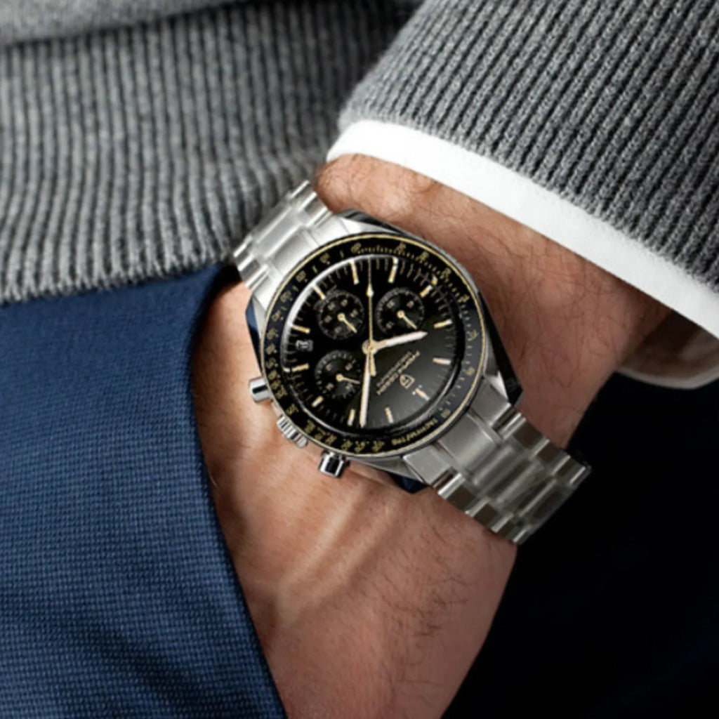 Pagani Design PD-1701 40mm Mens Waterproof Watch with Seiko VK-63 Movement - Golden hands - DREAM WATCHES