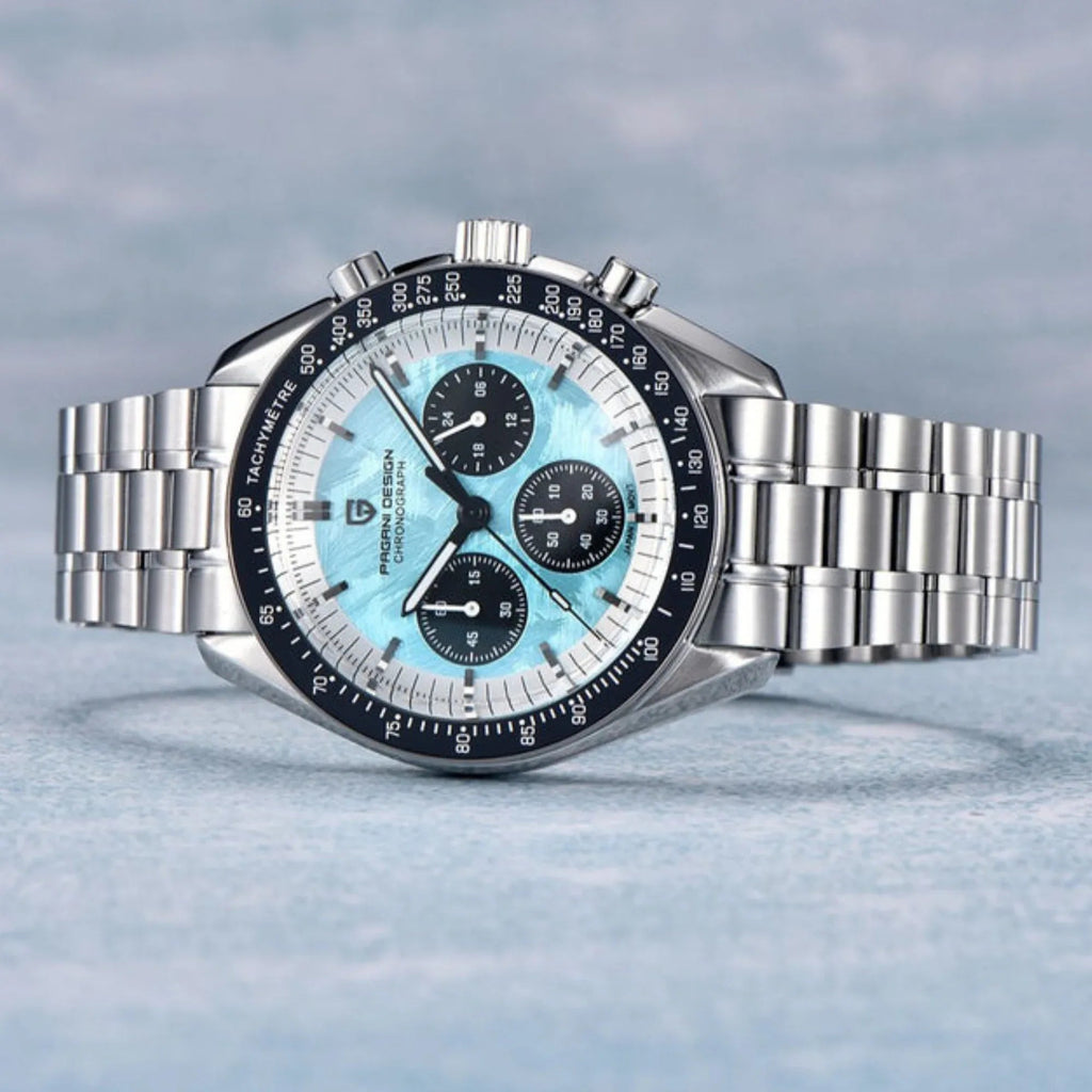 Pagani Design PD-1701 40mm Mens Waterproof Watch with Seiko VK-63 Movement (Speedmaster) - Blue V4 - DREAM WATCHES