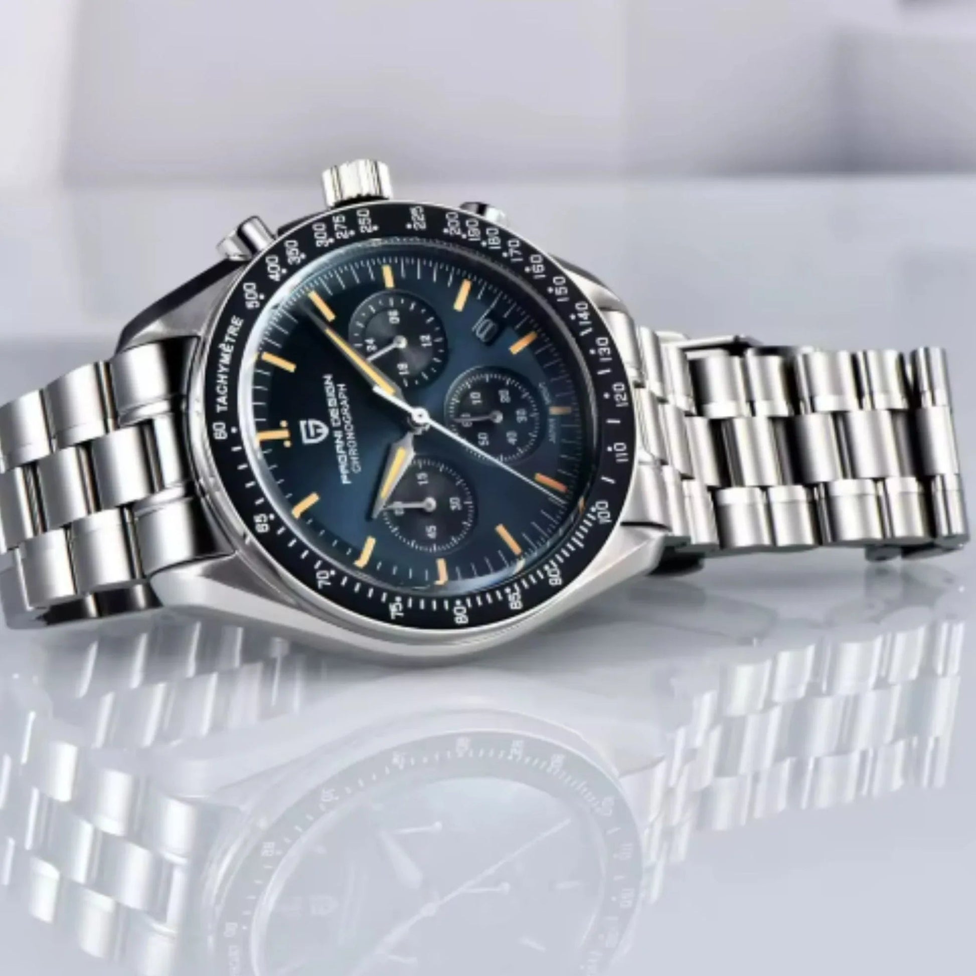 Pagani Design PD-1701 Men's Chronograph Quartz Dial 40mm VK63 Movement Stainless Steel Mirror Sapphire Watch 100 Meter Water Resistant Sport Watch - DREAM WATCHES