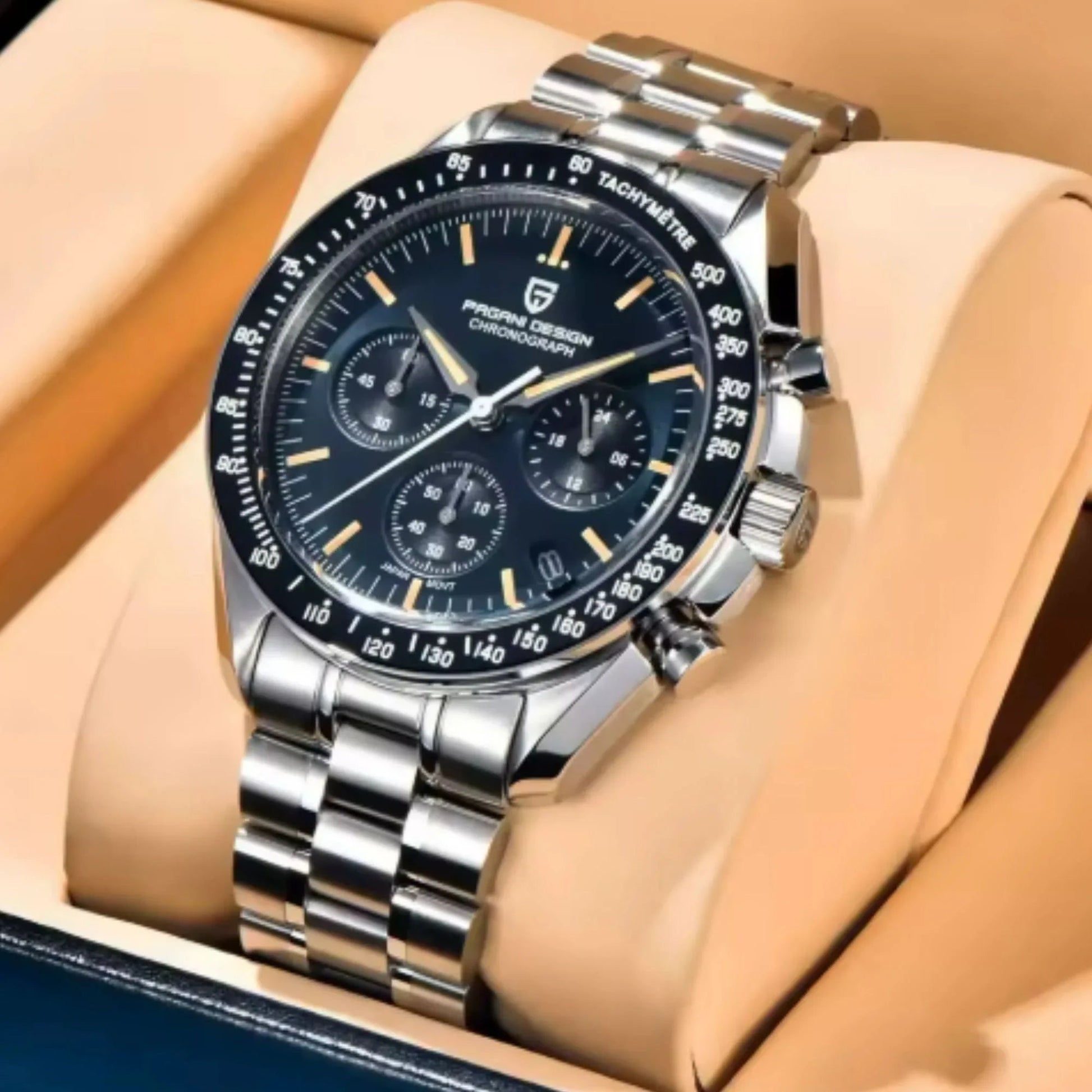 Pagani Design PD-1701 Men's Chronograph Quartz Dial 40mm VK63 Movement Stainless Steel Mirror Sapphire Watch 100 Meter Water Resistant Sport Watch - DREAM WATCHES