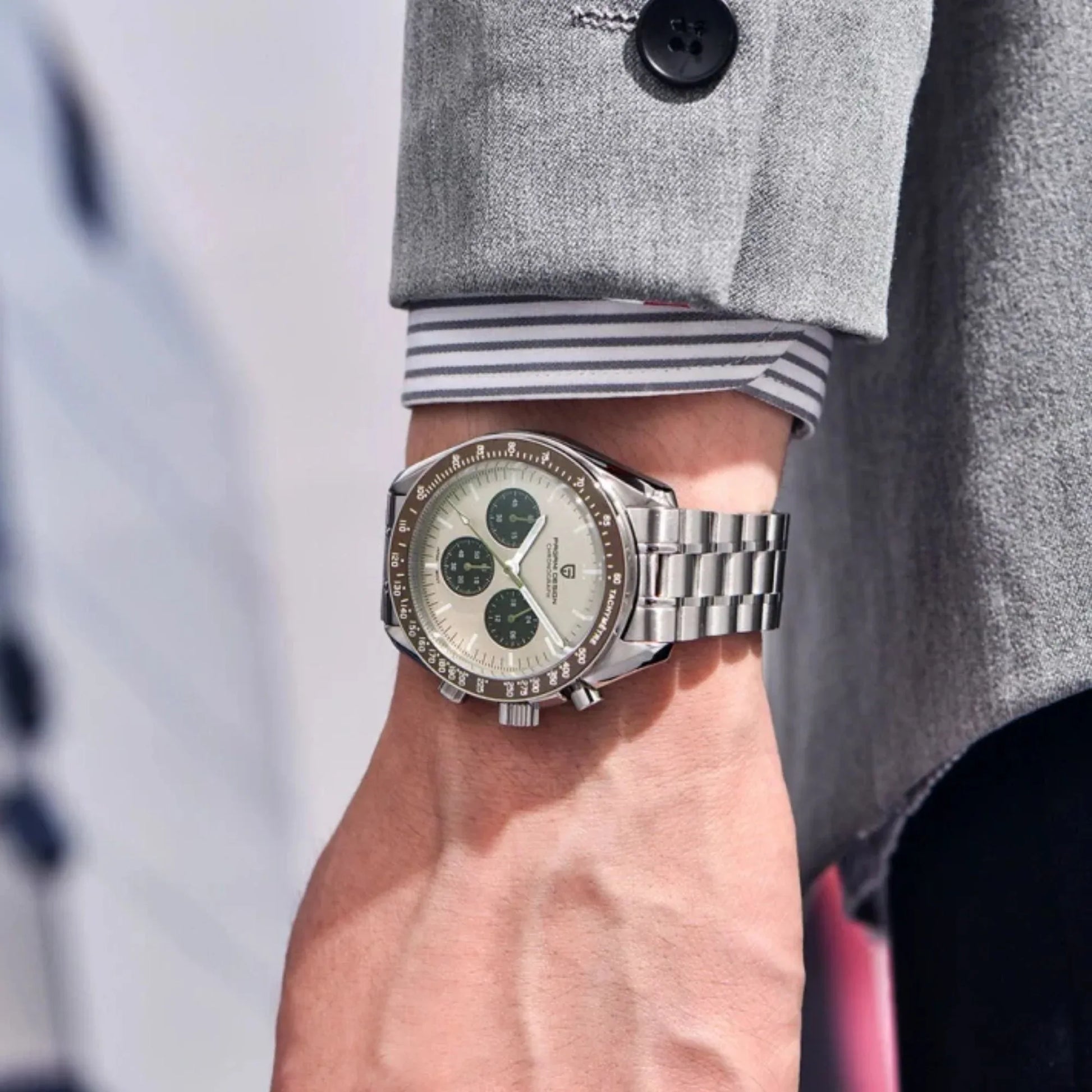 Pagani Design PD-1701 Moonwatch Men's 40mm Seiko VK63 Chronograph Quartz Watch Sapphire Crystal 100m Waterproof Luminous Watch - DREAM WATCHES