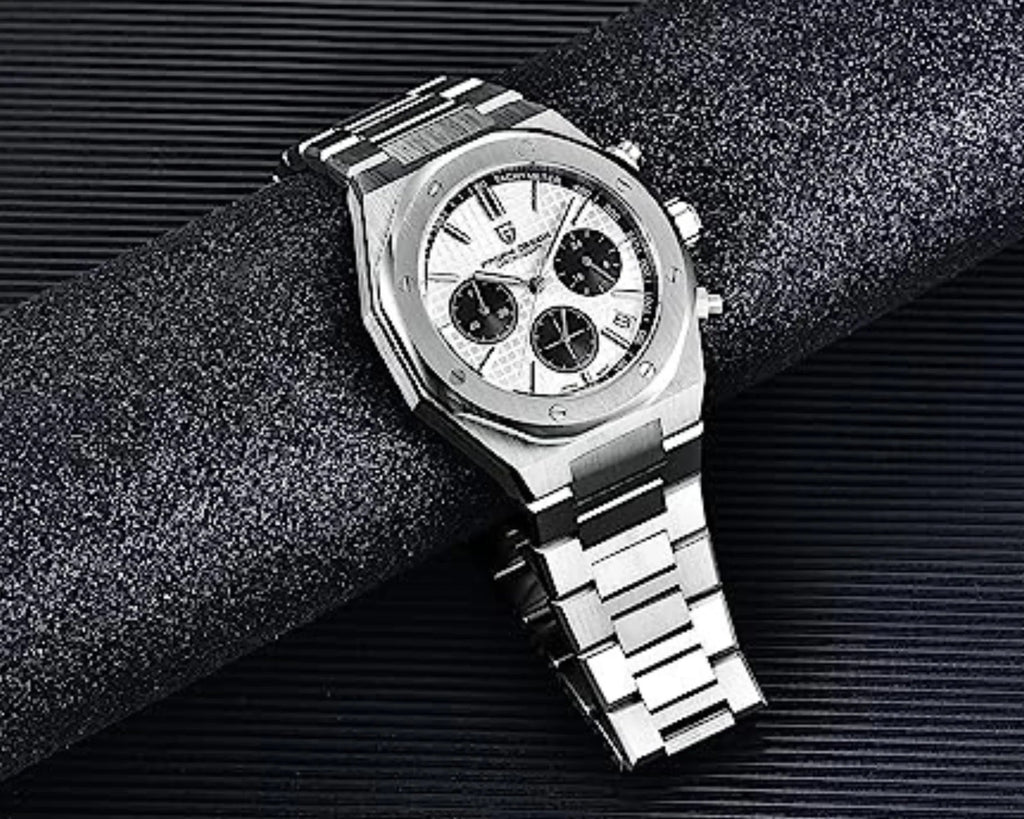 Pagani Design PD-1707 Royal Oak Men's 40mm Seiko VK63 Movement Watch 100M Waterproof Sapphire Crystal Stainless Steel Luminous Watch - White Dial - DREAM WATCHES