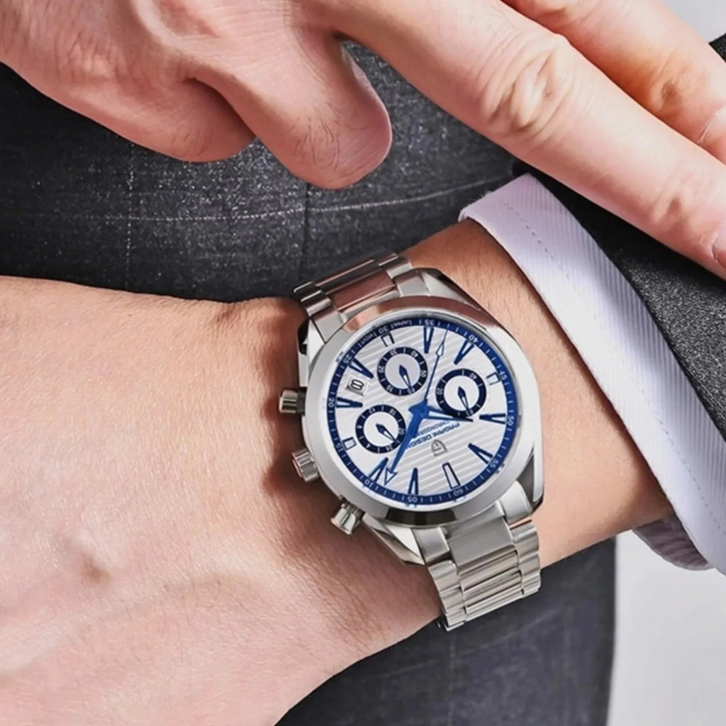 Pagani Design PD-1712 Chronograph Luxury Waterproof Stainless Steel Men's Watch 40MM Watch (Movement Japanese VK63) White Dial - DREAM WATCHES