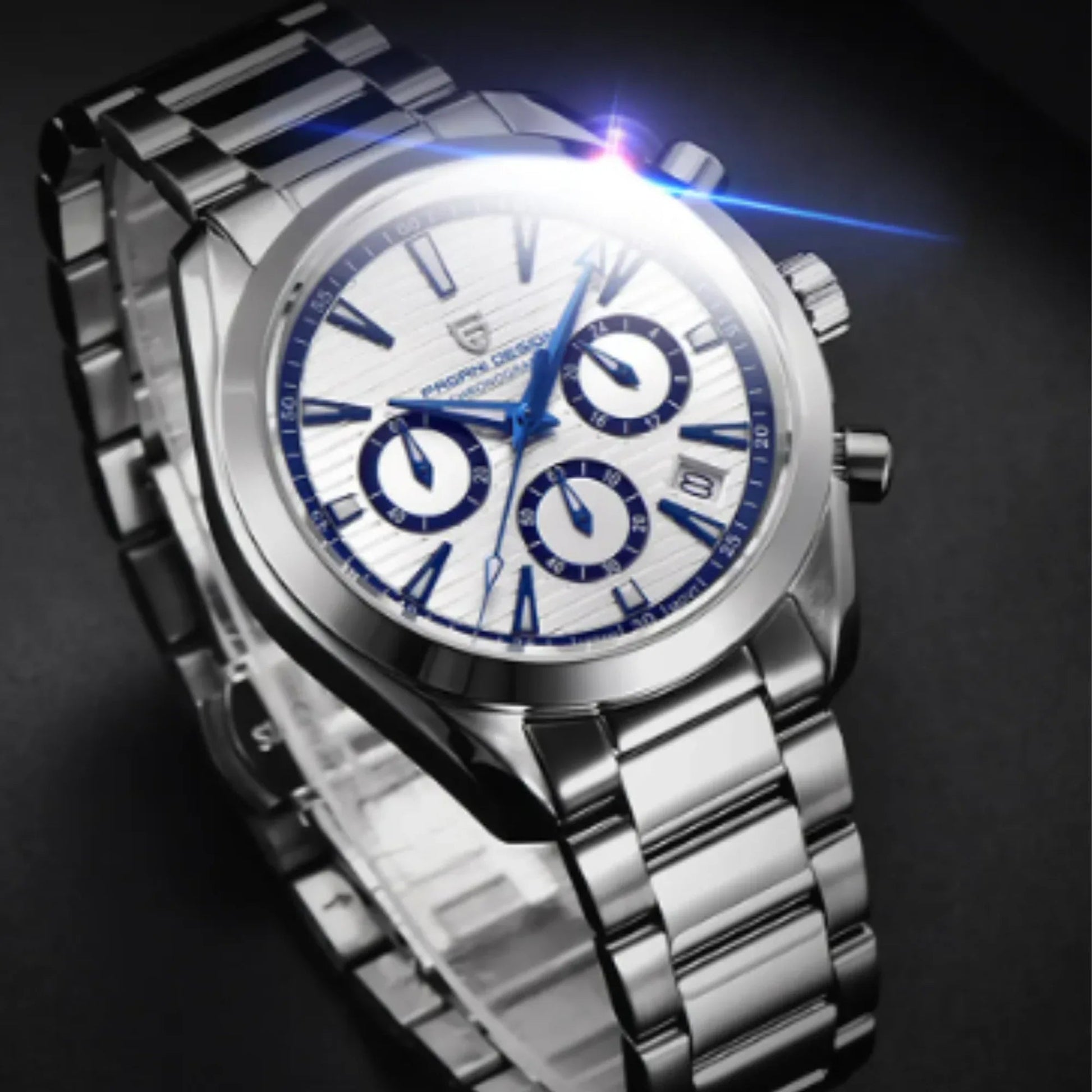 Pagani Design PD-1712 Chronograph Luxury Waterproof Stainless Steel Men's Watch 40MM Watch (Movement Japanese VK63) White Dial - DREAM WATCHES