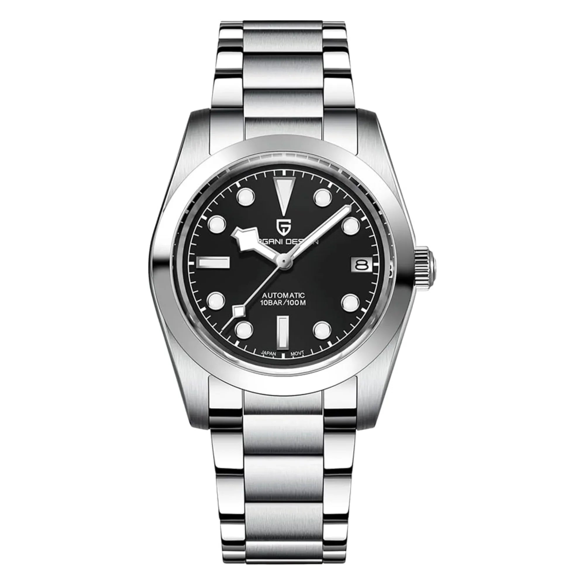 Pagani Design PD-1716 36MM Snowflake Hands with Seiko NH35 Automatic Movement - Black Dial - DREAM WATCHES