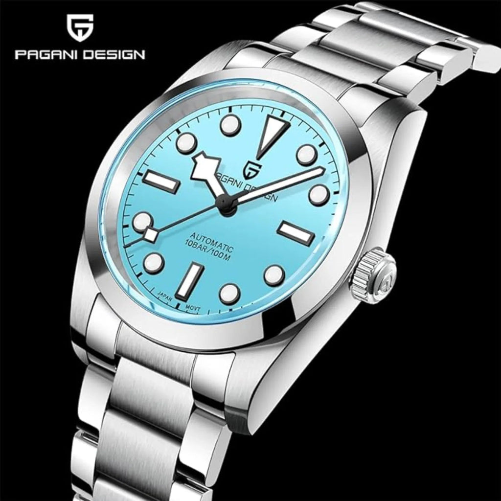 Pagani Design PD-1716 36MM Snowflake Hands with Seiko NH35 Automatic Movement - Sky-Blue Dial - DREAM WATCHES