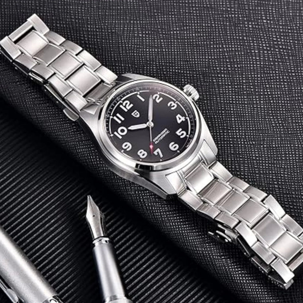 Pagani Design PD-1717 38 MM (Japan NH35A Automatic Movement) AR Coating Mechanical Watch Stainless Steel Watch Spirit Pilot Homage V2- Black - DREAM WATCHES